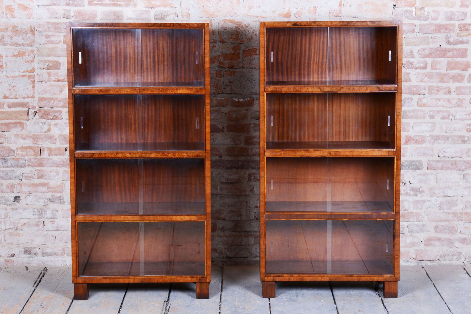 Pair Of Restored Art Deco Bookcases, By Oldřich Liška, Walnut, Czech, 1920s photo Furniture