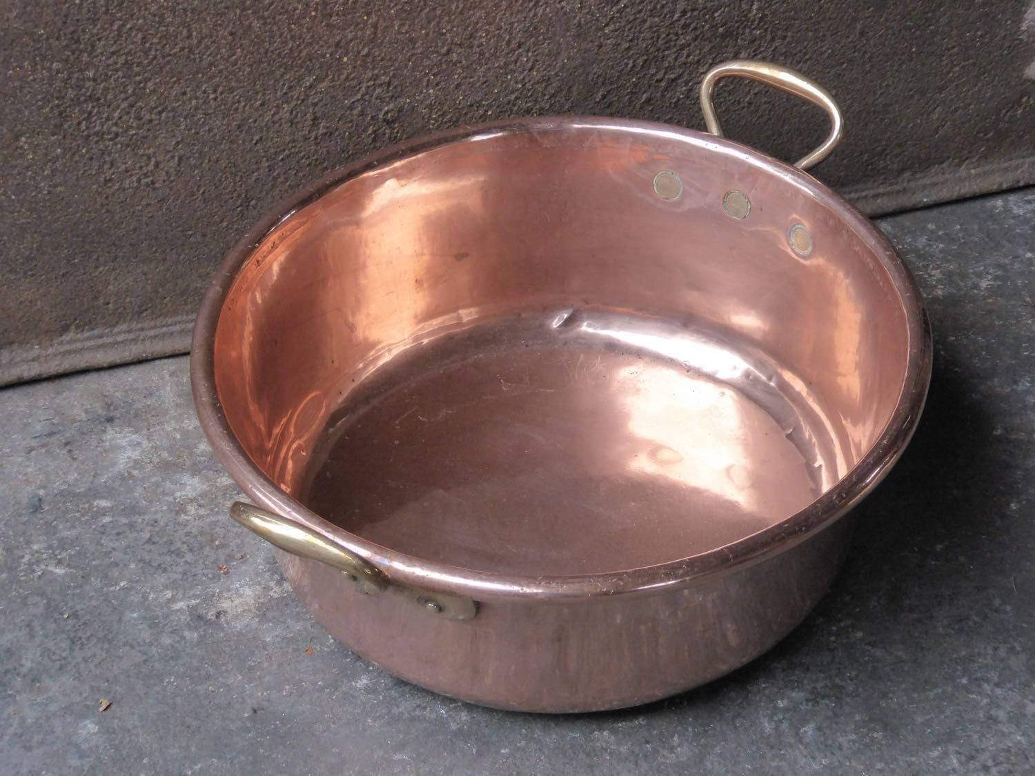 19th Century French Polished Copper Firewood Basket, Victorian Period photo for sale