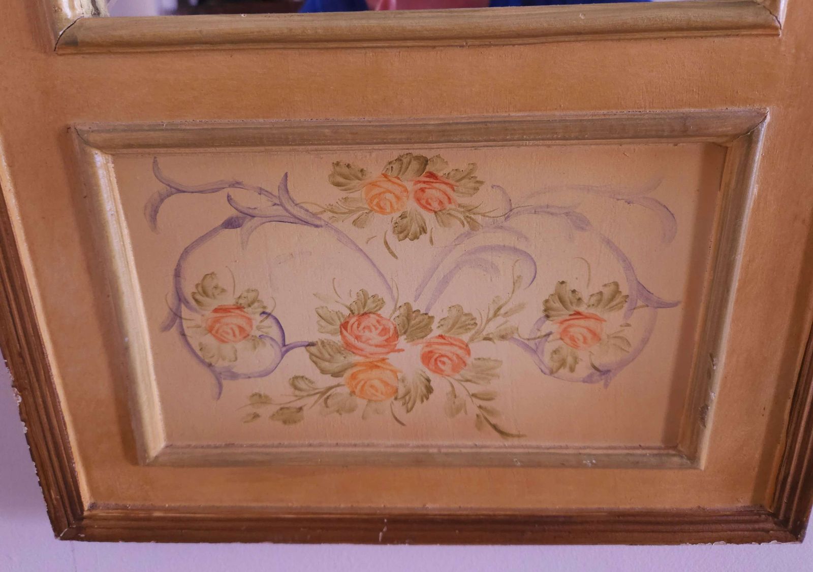 Long, Tall, French Farmhouse Style Wall Mirror With Hand Painted Decoration photo buy