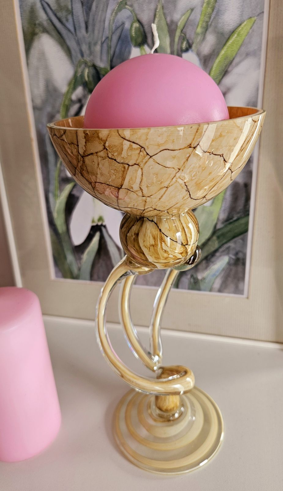 1960's Polish Glass Art 'Jellyfish' Candle Holder By Josefina Krosno photo 125.0