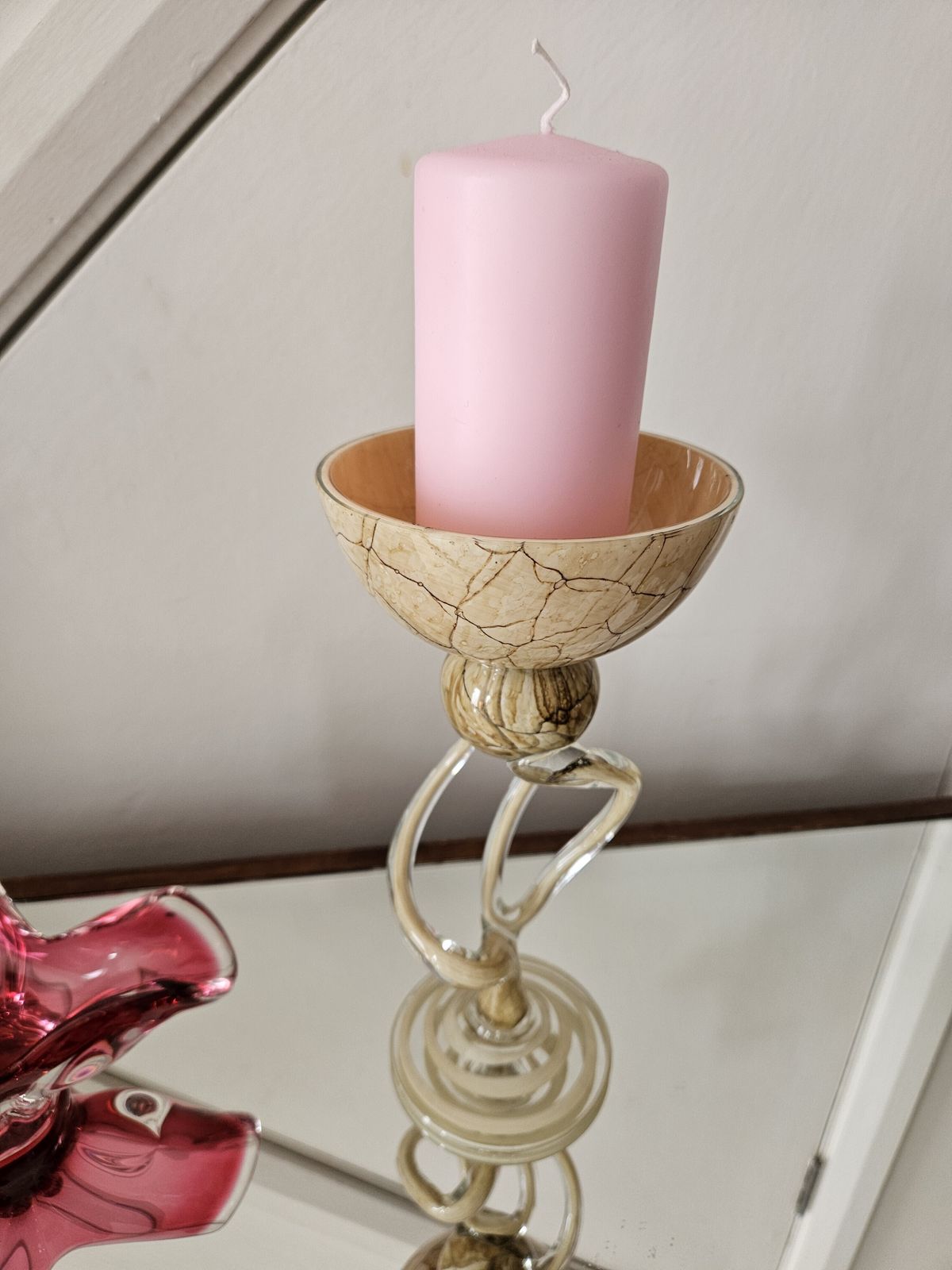 1960's Polish Glass Art 'Jellyfish' Candle Holder By Josefina Krosno photo vinterior
