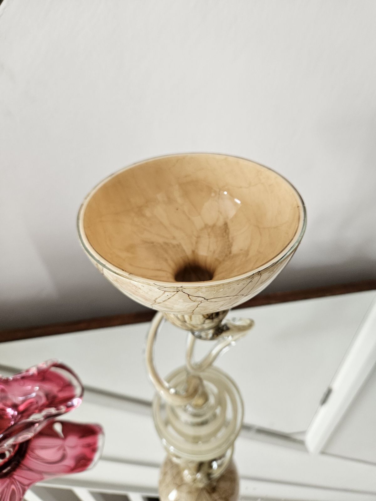 photo for sale 1960's Polish Glass Art 'Jellyfish' Candle Holder By Josefina Krosno