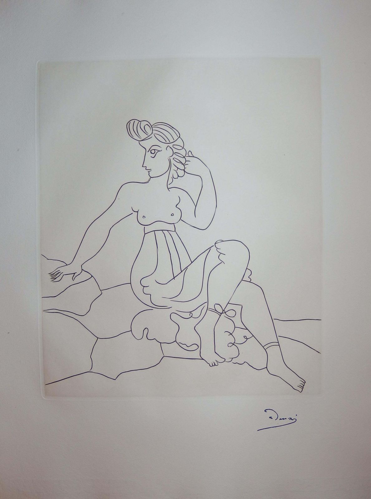 André Deraina Proud Beautiful Woman   Original Etching   19511951