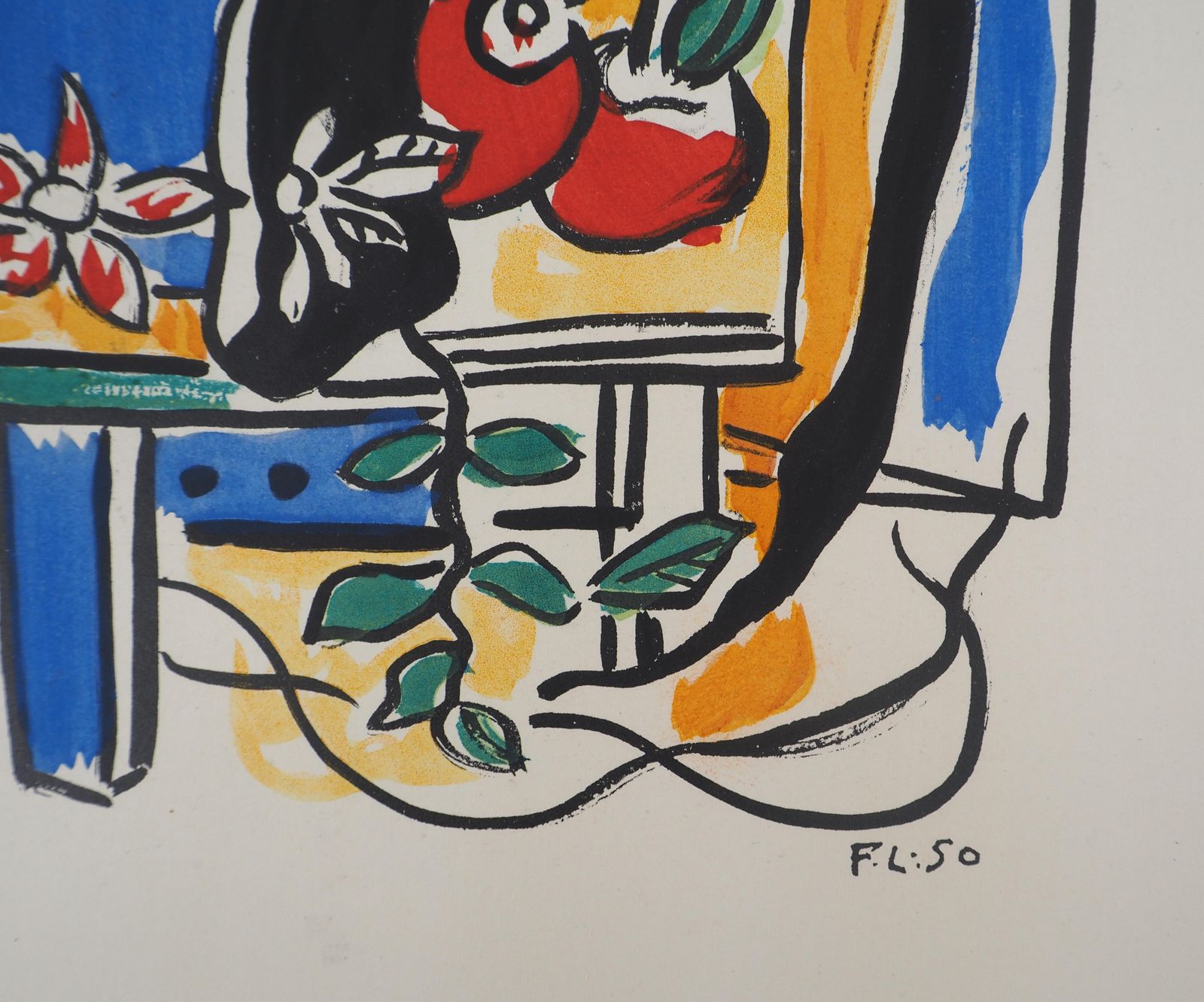 Fernand Légerstill Life With Blue Pitcher And Fruits   Lithograph And Stencil, 19501950 photo furniture