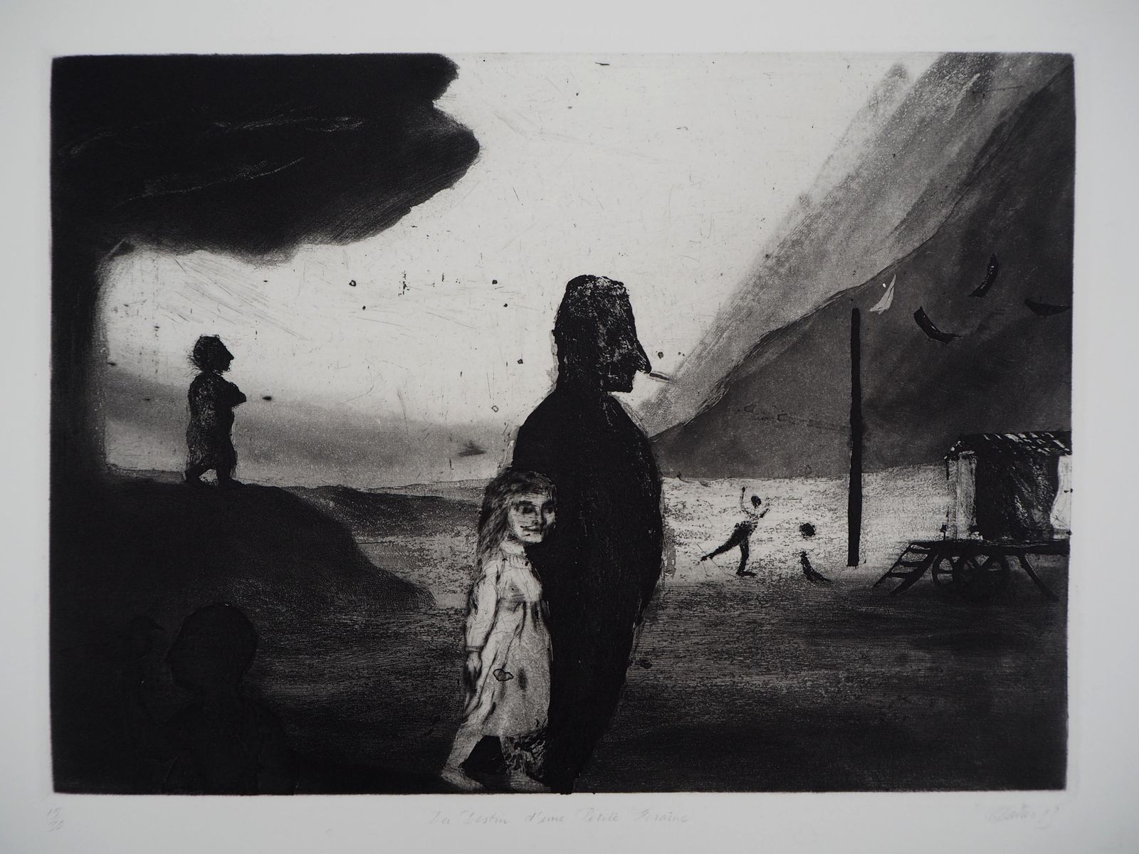 Richard Daviesyoung Girl At The Funfair   Original Handsigned Etching   Limited 30 Copies1983 photo Art