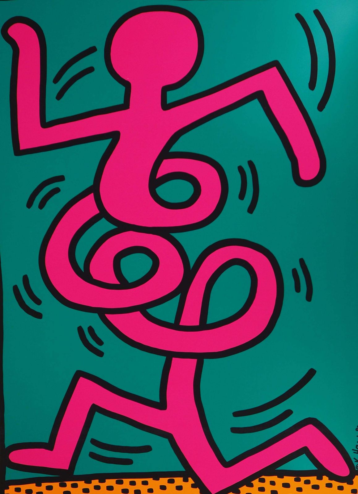 Keith Haringjazz : Swing Guy (Yellow)   Screenprint Poster, Montreux, 19831983 photo for sale