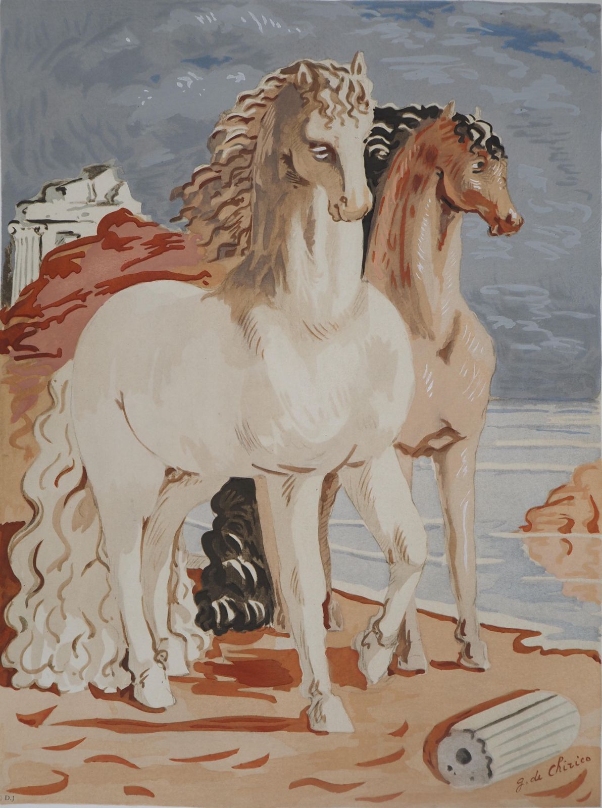 Giorgio De Chiricohorses In A Mythological Landscape   Lithograph photo for sale
