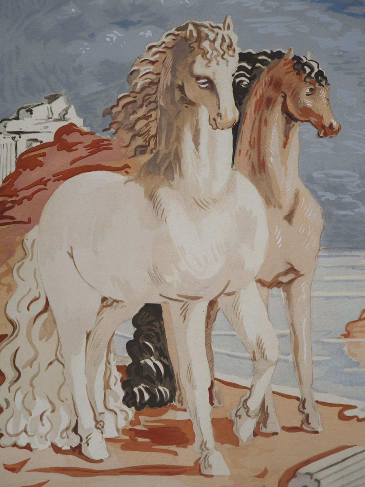 Giorgio De Chiricohorses In A Mythological Landscape   Lithograph photo 1024.0