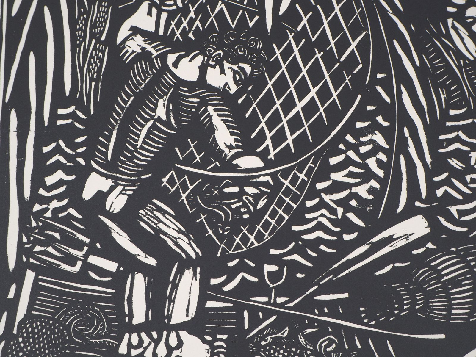 Raoul Dufythe Fisherman (Angling)   Original Woodcut   Signed photo Art