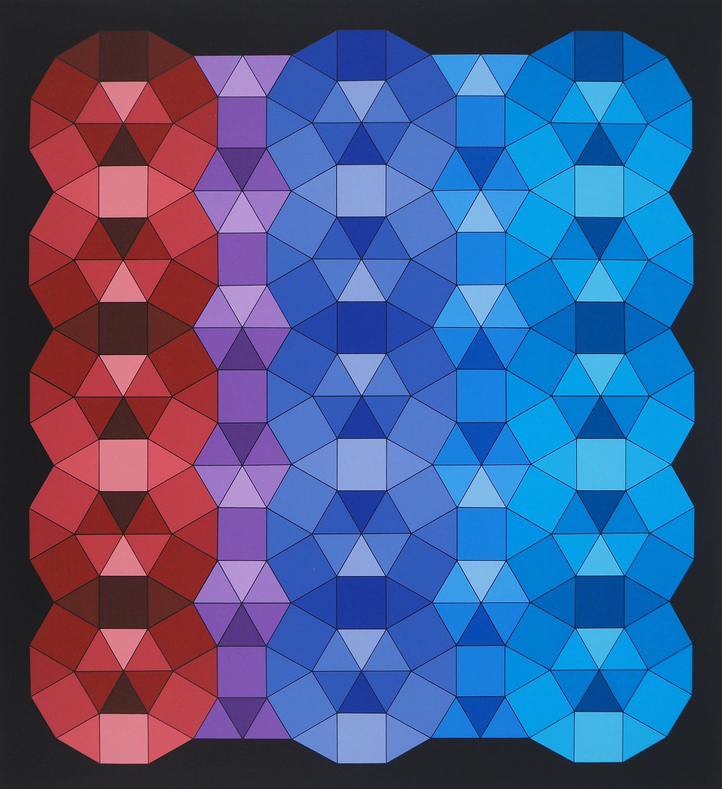 Victor Vasarelyyka : Cinetic Composition In Red End Blue   Original Screen Print, Handsigned1989 photo for sale
