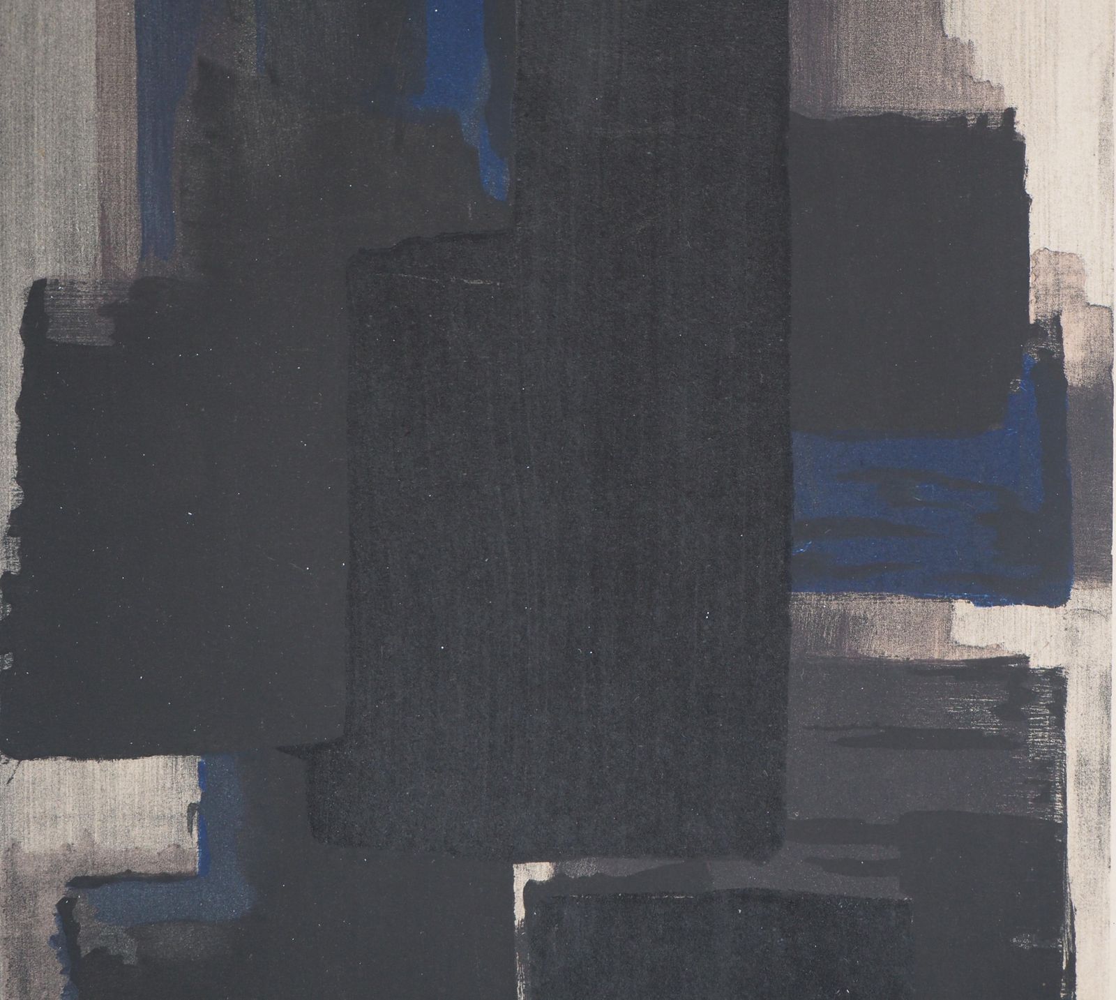 Pierre Soulagescomposition In  Black And Blue   Lithograph And Stencil, 19561956 photo vinterior