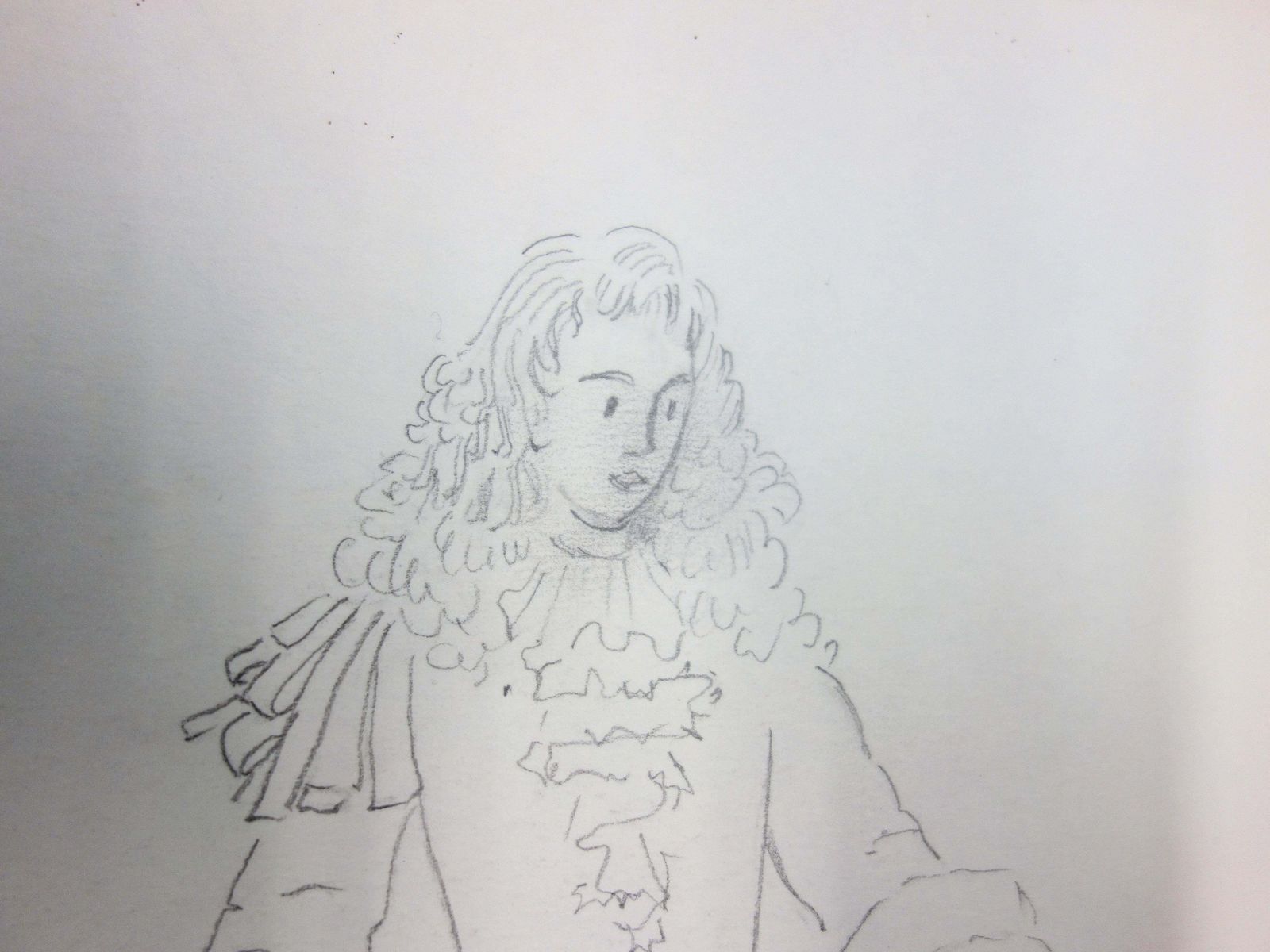 Suzanne Laliqueking's Courtier Costume, Original Pencil Drawing photo for sale