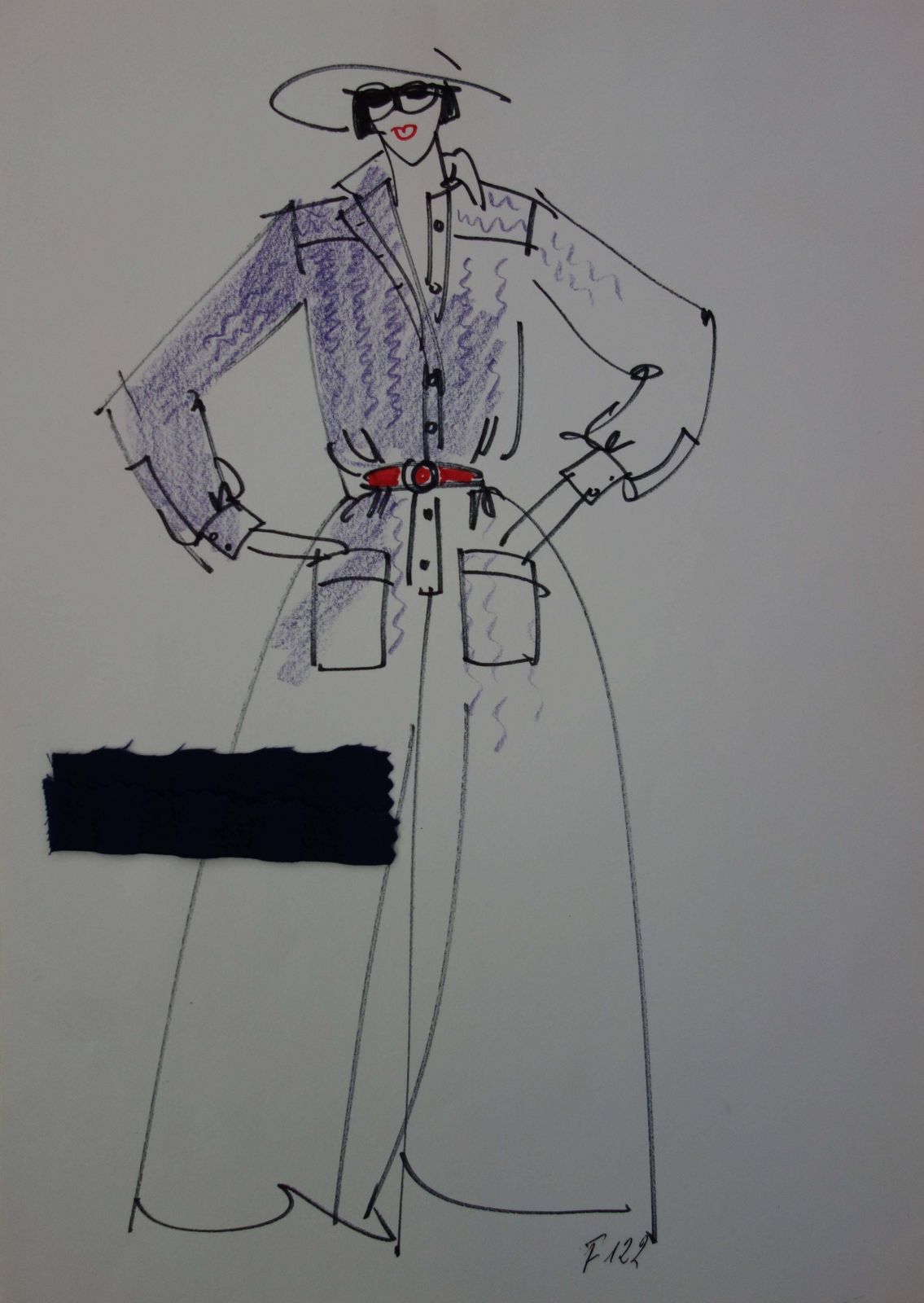 Unknown[Mode] Tutti Studio   Original Ink And Pen Drawing : Coat Style Dress   19781978