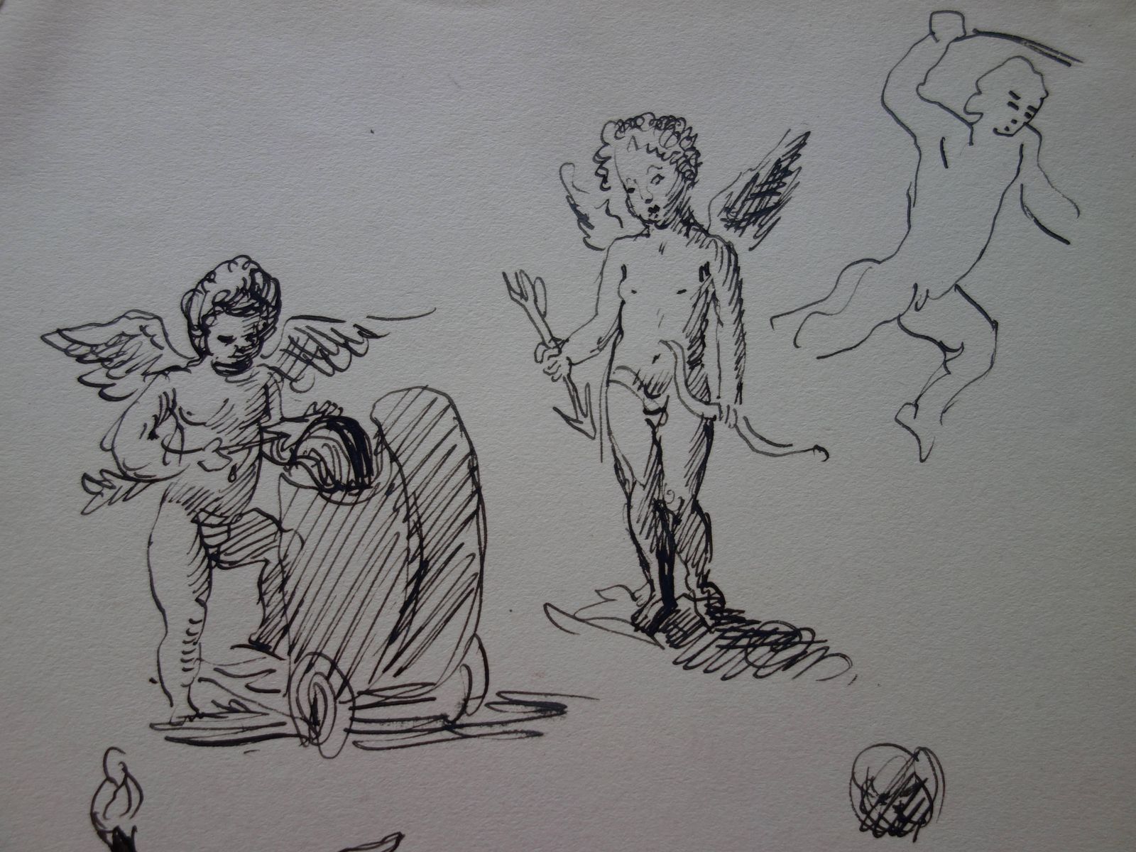 Demetrios Galanisstudies Of Cupid   Original Ink Drawing   Signed photo for sale