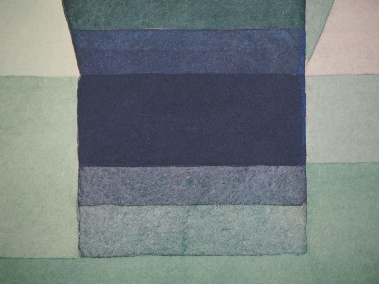 (After) Paul Kleethree House, Green Violet Gradation   Lithograph And Stencil1964 photo vinterior