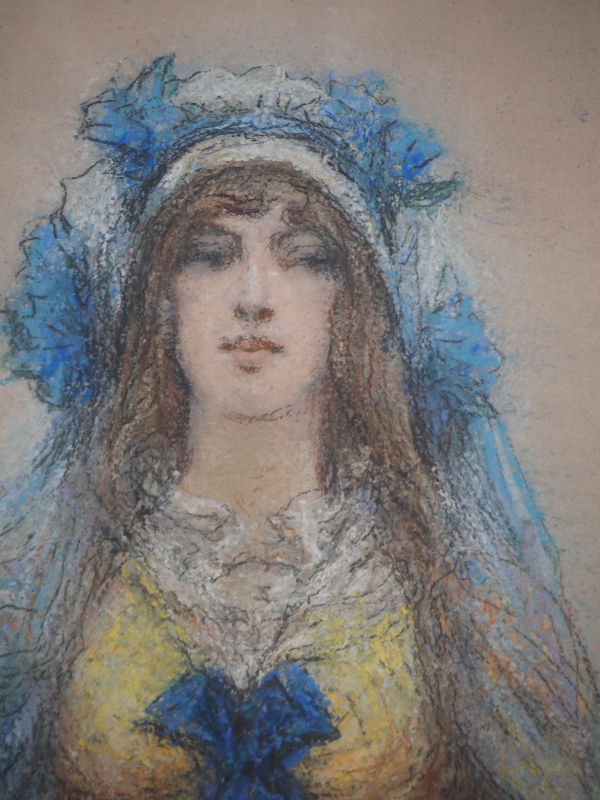 photo furniture Georges Jules Victor Clairintheater : Sarah Bernhardt In Blue   Original Charcoal Drawing, Handsigned1916