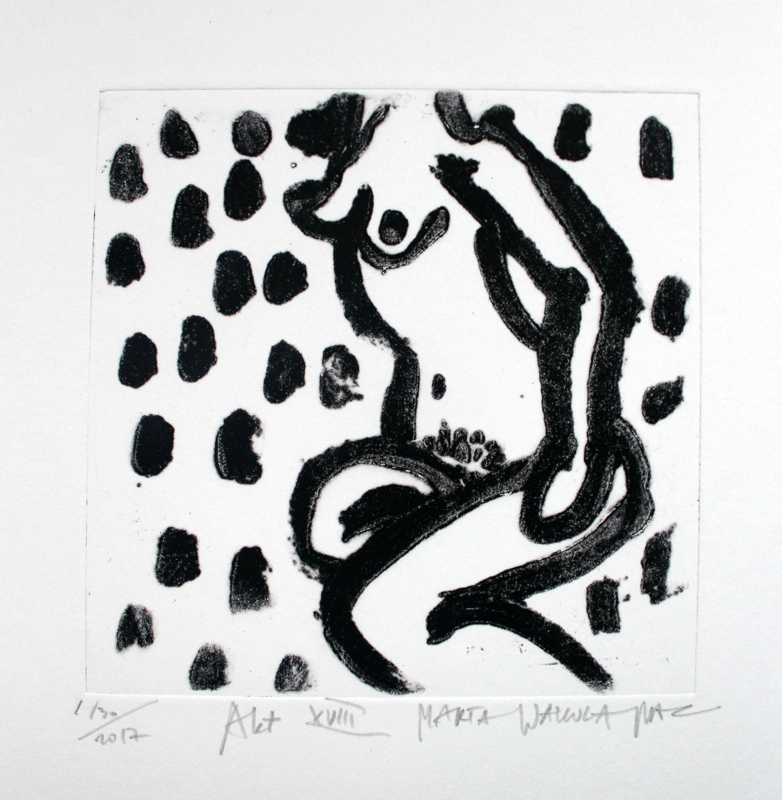 Marta Wakula Macnude XVIII   Xxi Century, Contemporary Figurative Drypoint Etching Print2017 photo furniture