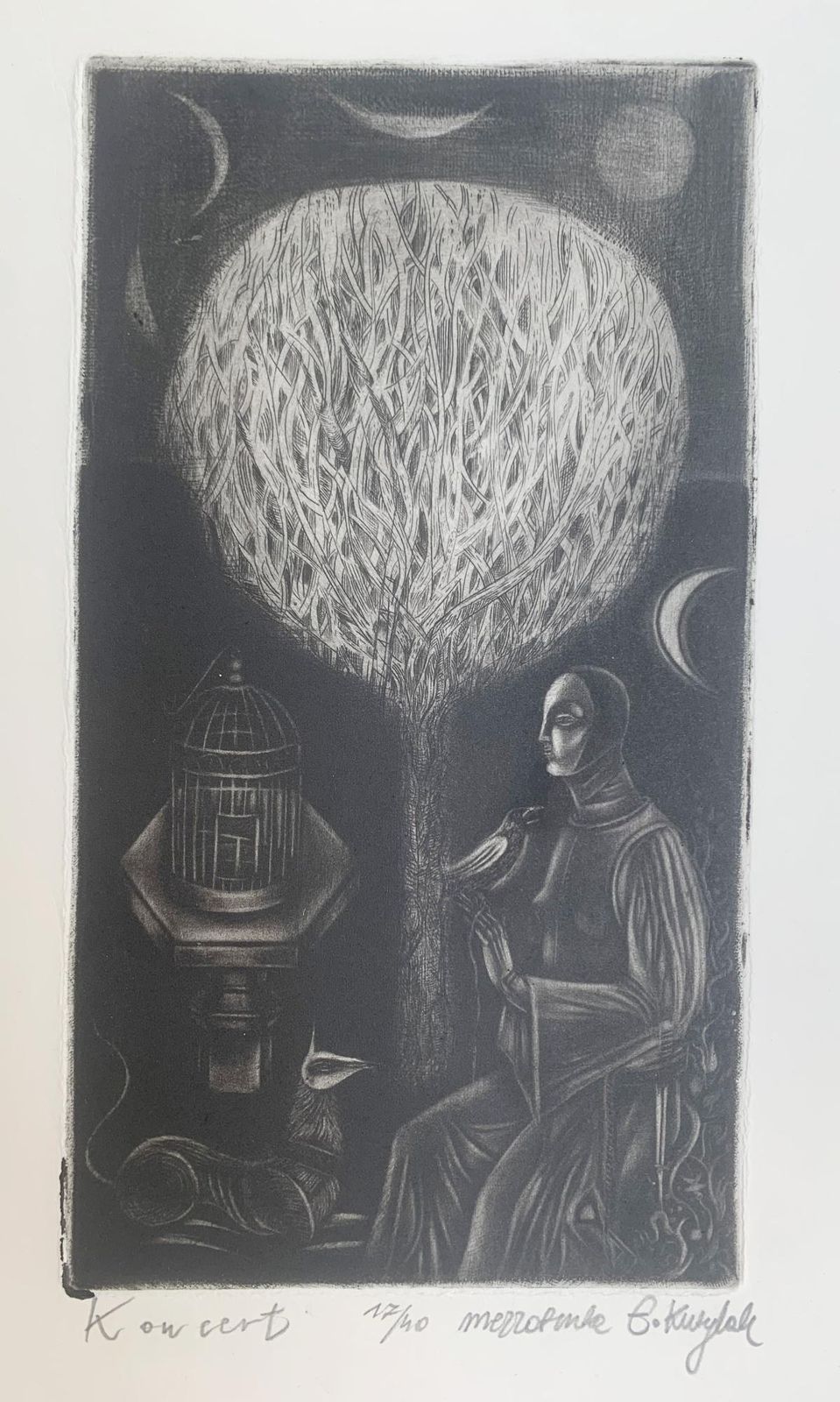 Ewa Kutylaka Concert. Mezzotint Print, Limited Edition, Monochromatic, Polish Artist 2010 photo Art