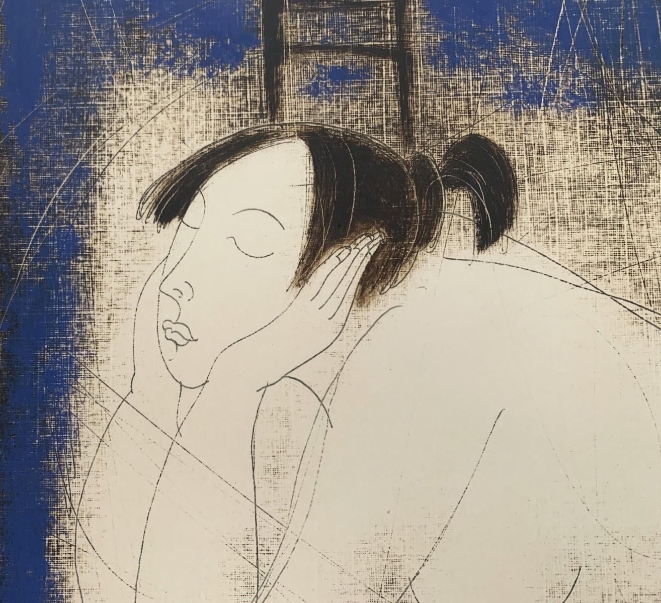 Siergiej Timochownude With Music In The Background. Figurative Monotype Print, European Artist2005 photo for sale