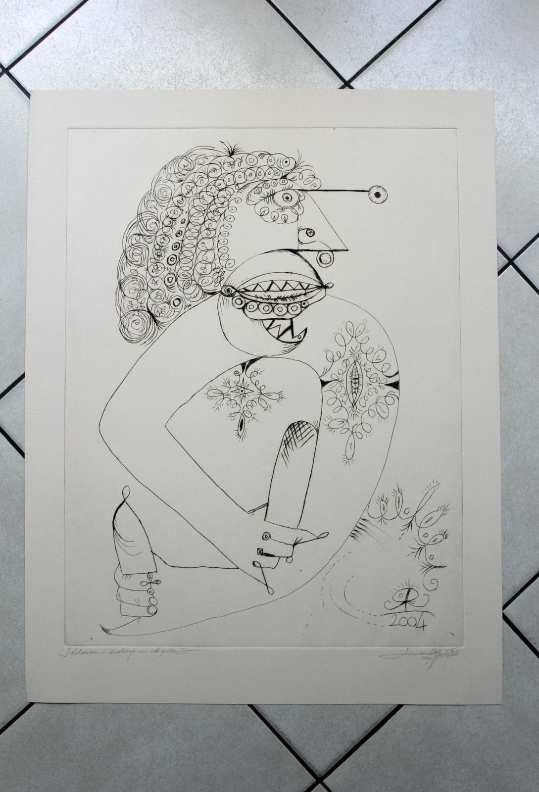 Leszek Rózgaidol    Figurative Drypoint Print, Surrealist, Black & White, Minimalism2004 photo Art
