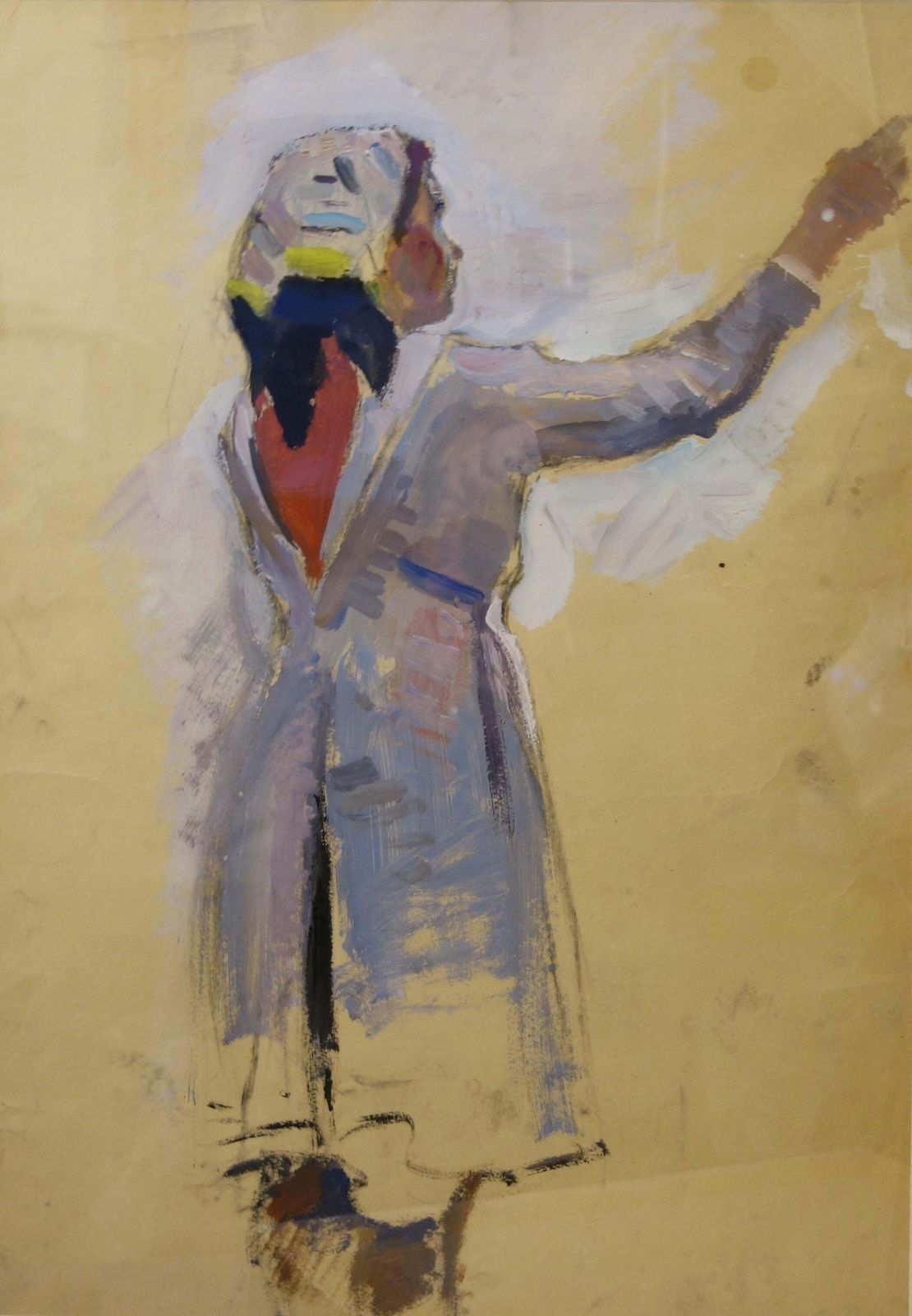 Evsey Reshin"Goodbye "Study For Girl     Tempera Painting    Cm. 42 X 60 1969 photo furniture