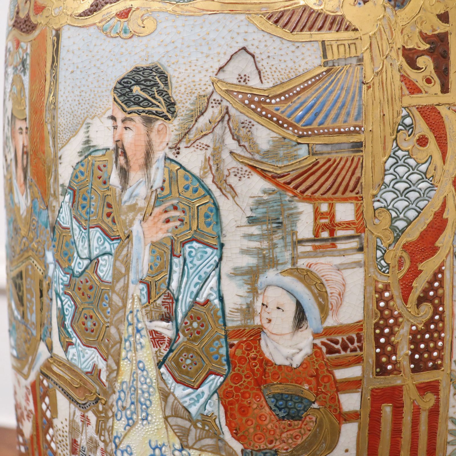 Japanese Meiji Period Satsuma Porcelain Antique Table Lamp photo vinterior