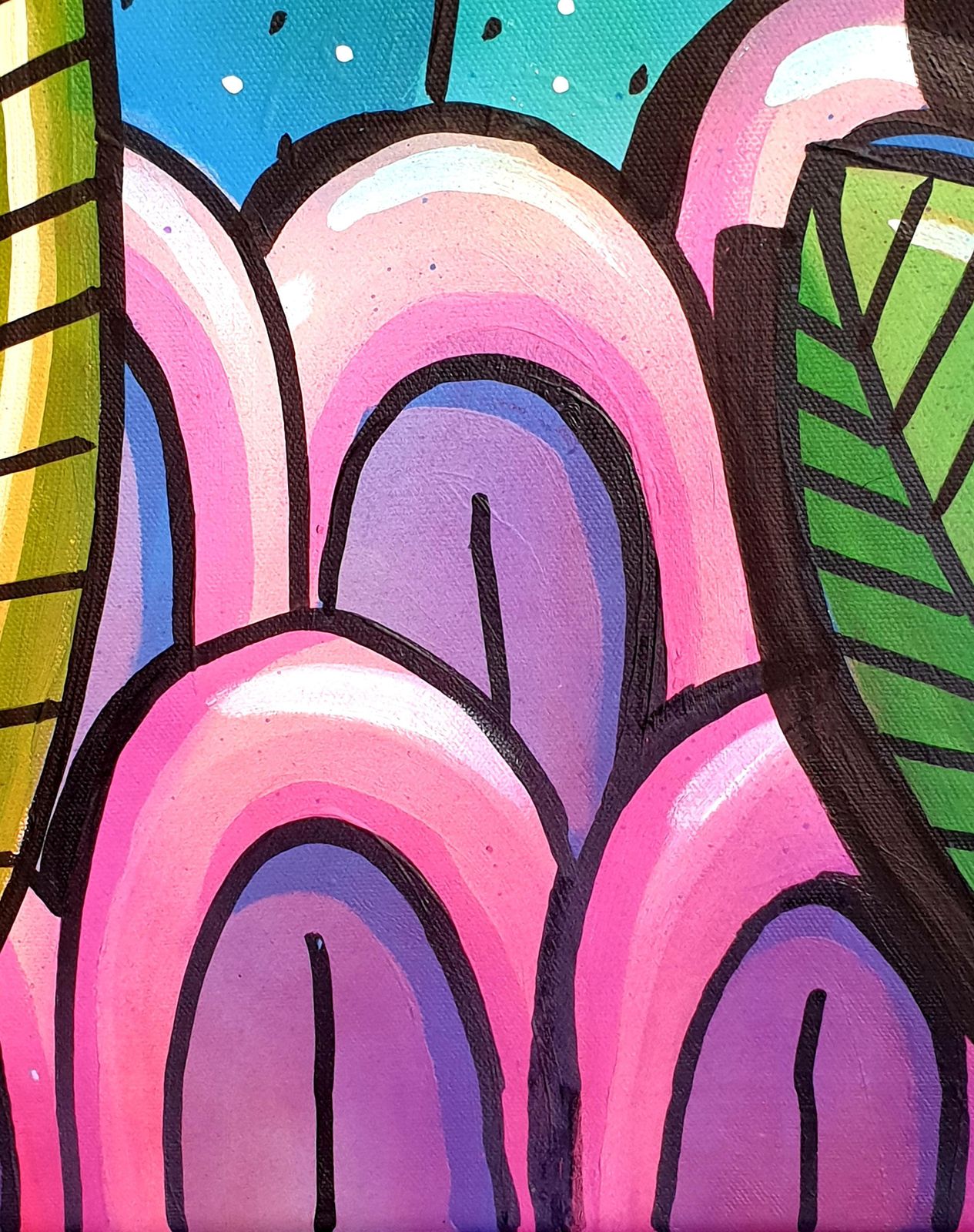 Art Harold Maka Street Art Large Contemporary Aerosol On Canvas. "Futuristic Landscape"2024 photo