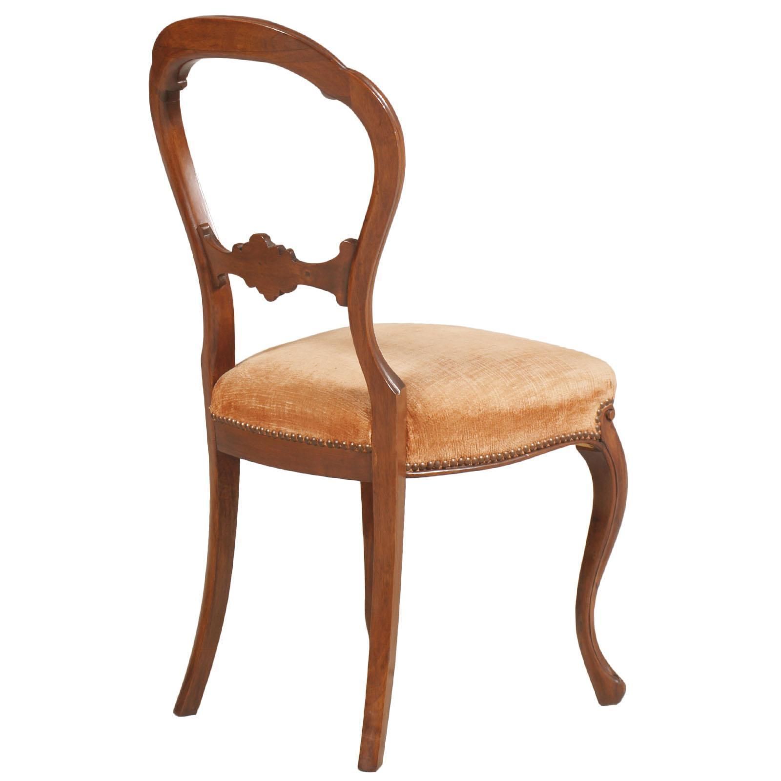 Baroque Sorrento Inlaid & Carved Walnut Round Table & Six Chairs, Wax Polished photo 10292.0
