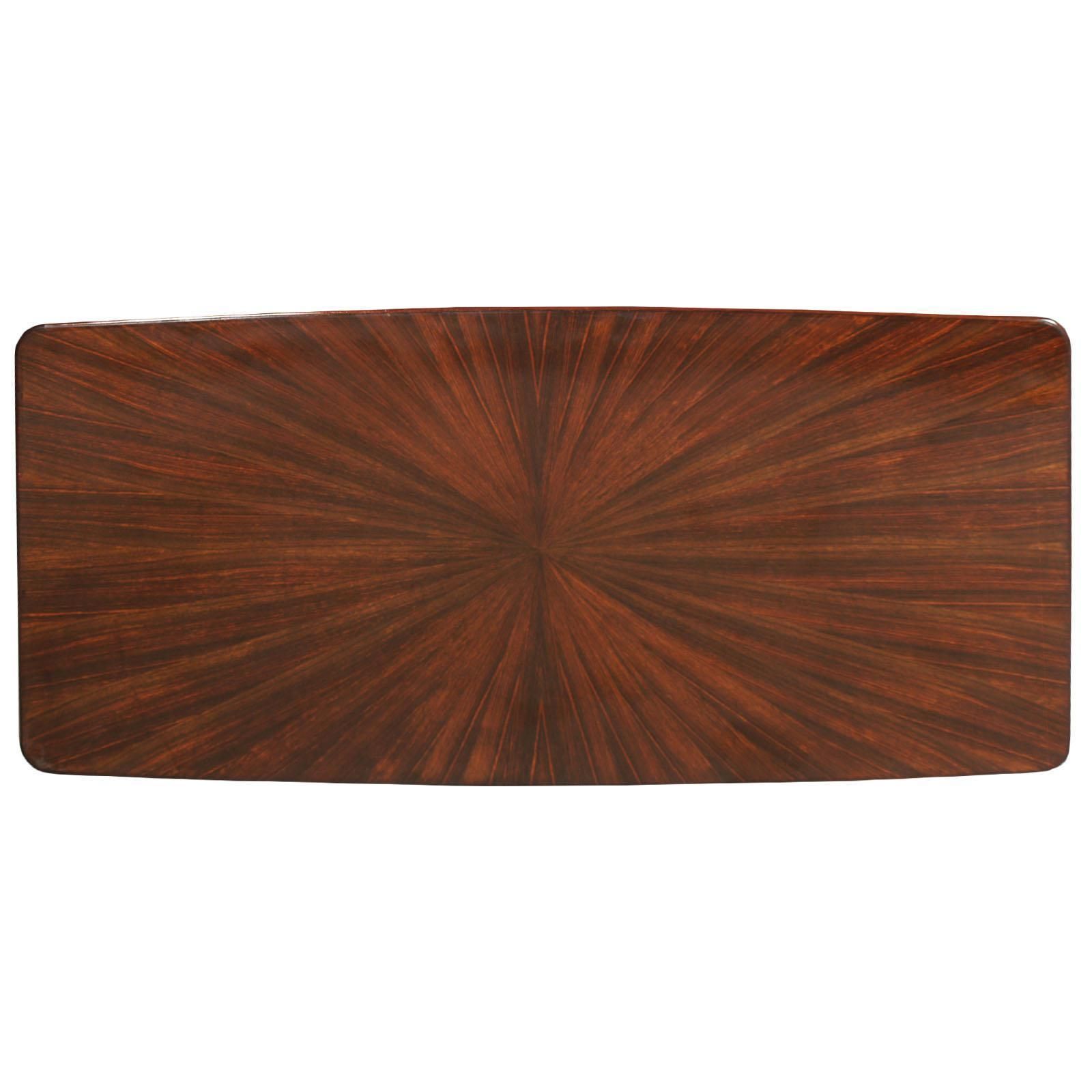 Italy Mid Century Modern Dinner Table With Six Chairs By Paolo Buffa In Mahogany, Cantù photo for sale
