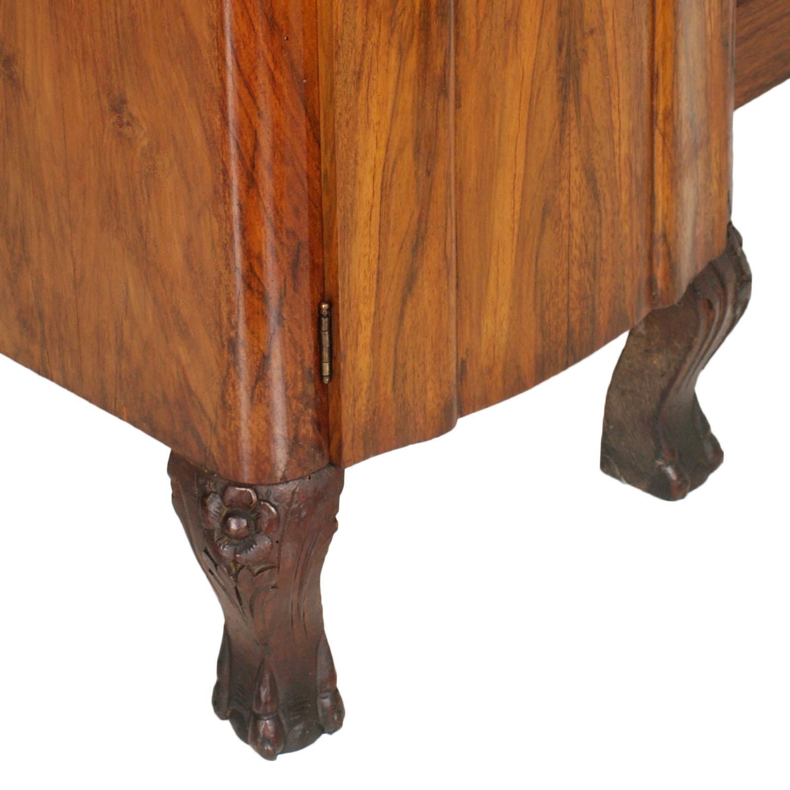 1910s Antique Vanity Art Nouveau With Original Beveled Mirror In Walnut And Burl photo vinterior