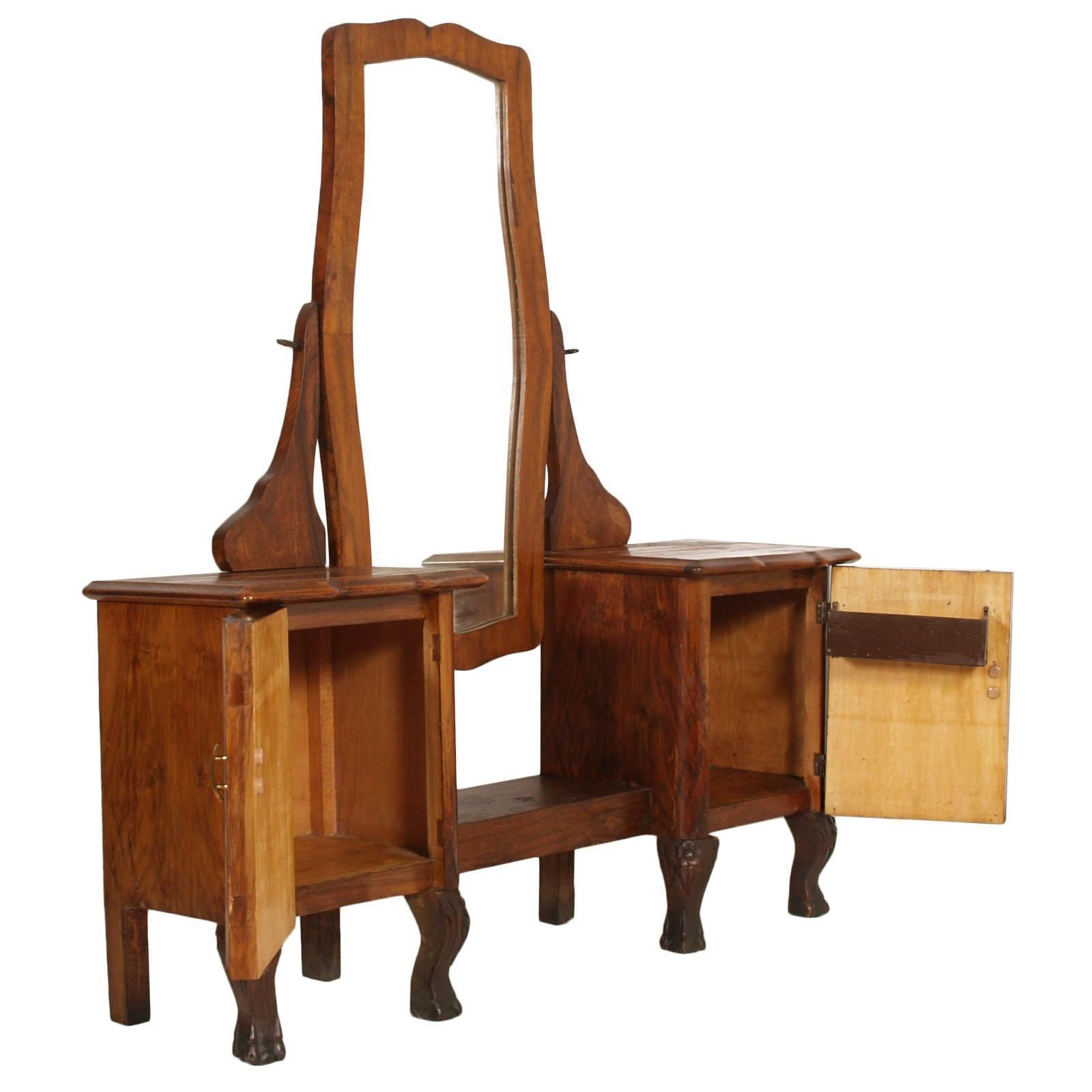 1910s Antique Vanity Art Nouveau With Original Beveled Mirror In Walnut And Burl photo buy