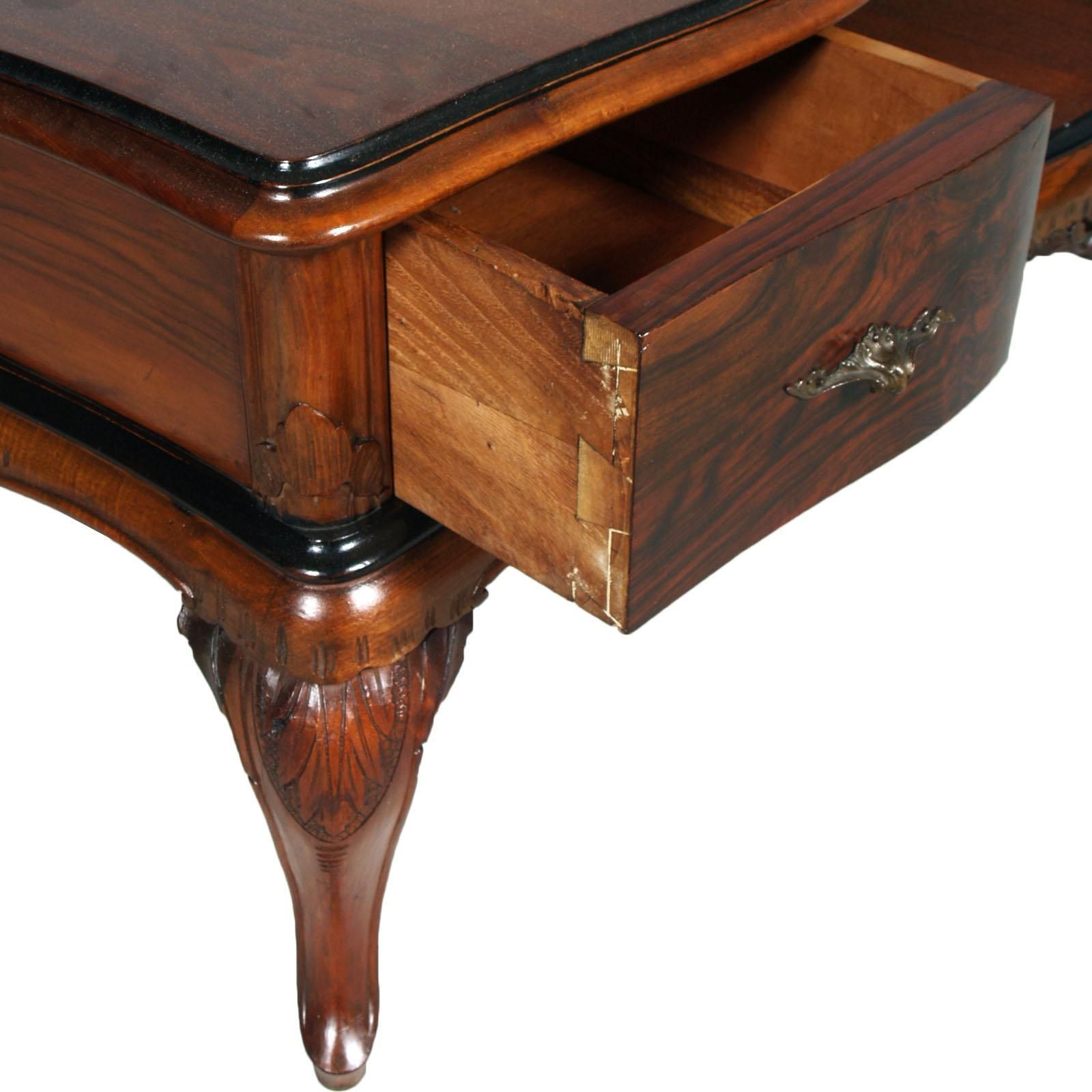 1920s Antique Vanity Baroque Venetian, Beveled Mirror, Hand Carved Walnut & Burl photo buy