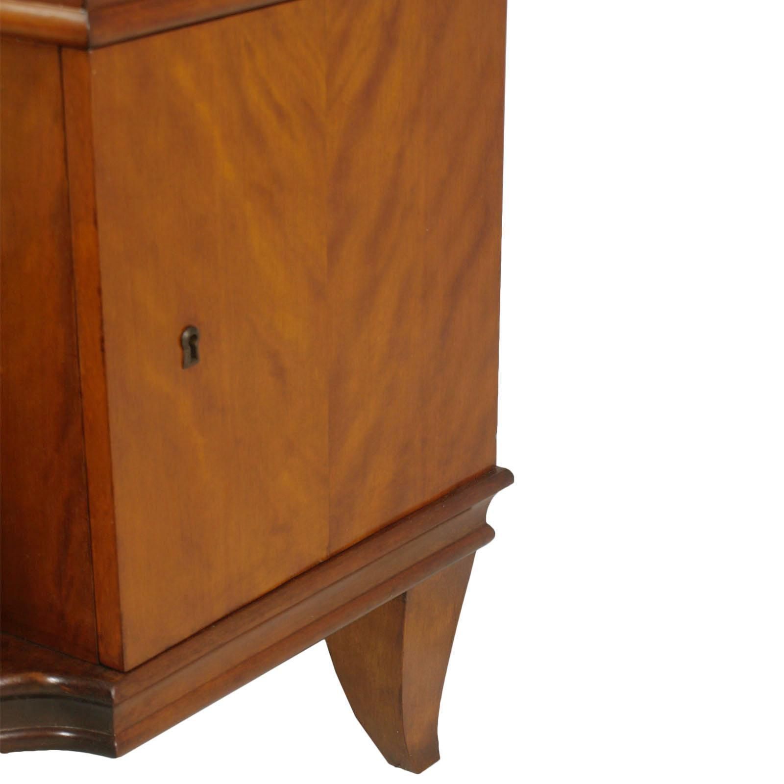 Italian 1920s Art Deco Vanity Cabinet Console With Mirror In Walnut, Glass Tops photo vinterior