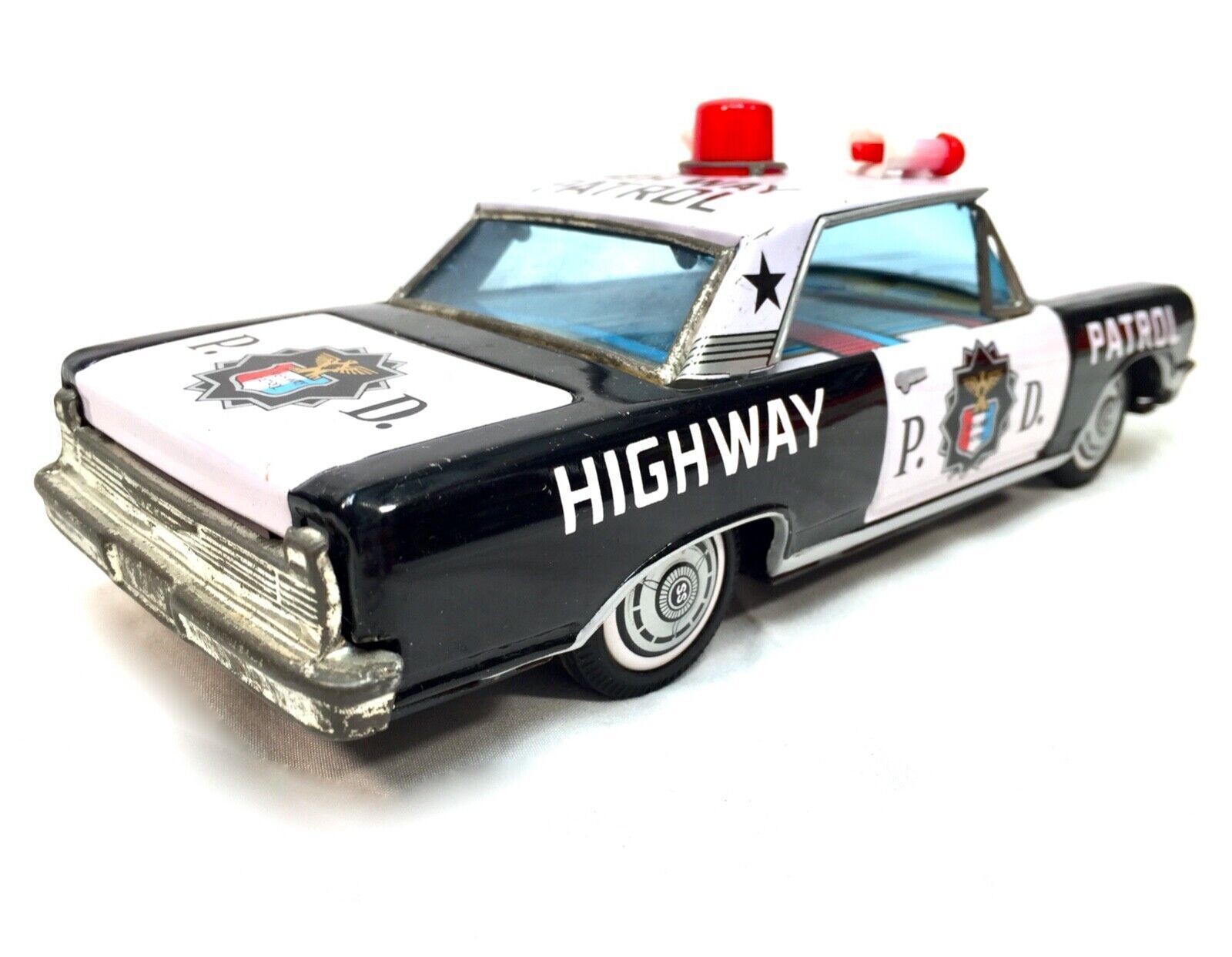 Vintage Toy   Bandai Tin Highway Patrol Car With Box / Made In Japan / 1960s photo vinterior