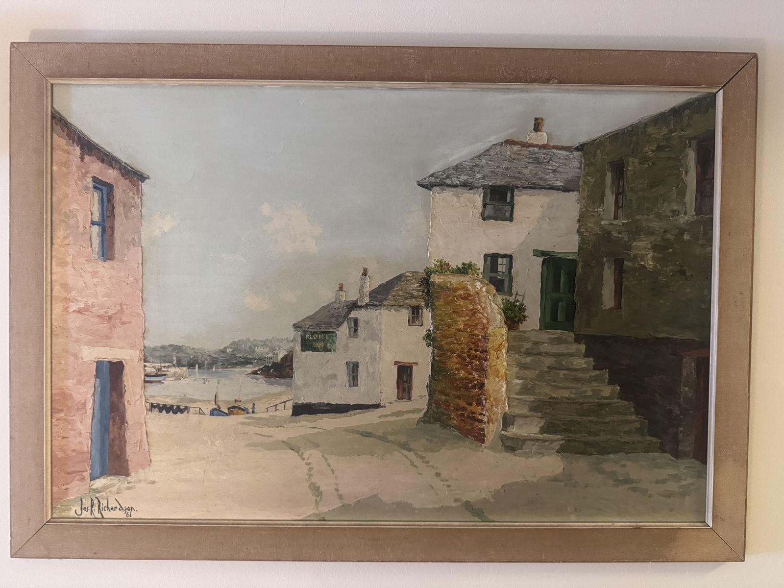 Oil Painting On Board, Fish Street St Ives 1960,S