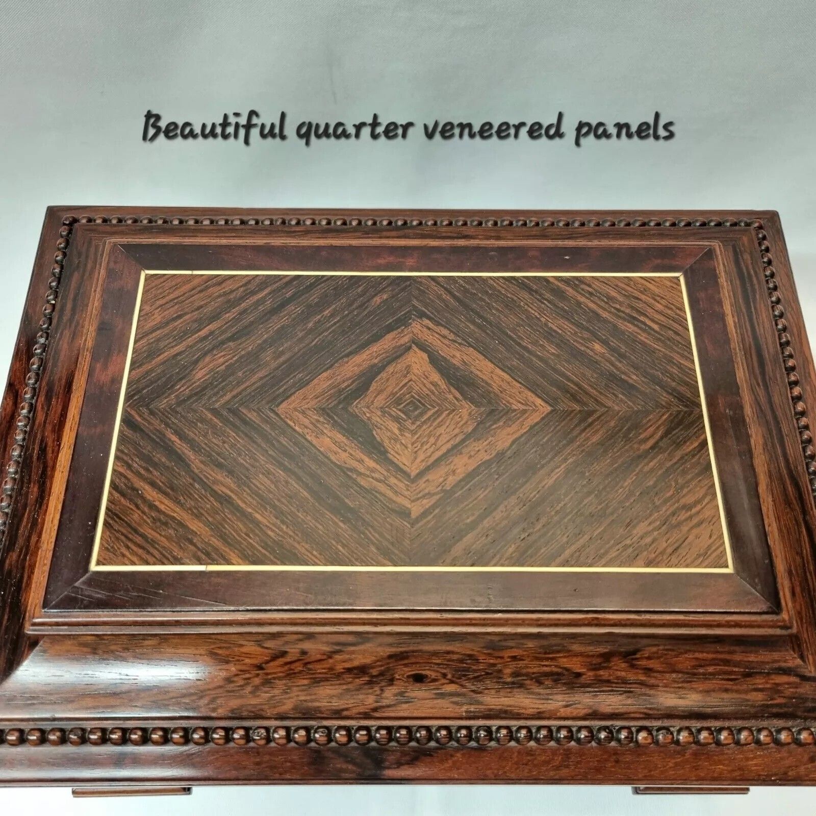 A Beautiful Antique Rosewood Jewellery / Trinket Box Of Exceptional Quality In Lovely Original Condition With Key. photo 560.0