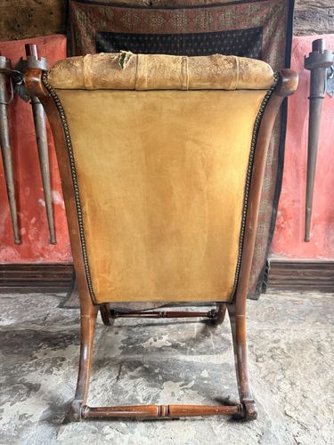 Furniture English Mustard Hide Chesterfield Gentleman's Club Reading Slipper Armchair photo
