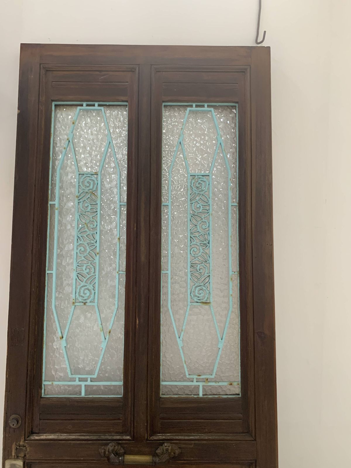 photo for sale Art Deco Style Entrance Door In Solid Wood, 20th Century