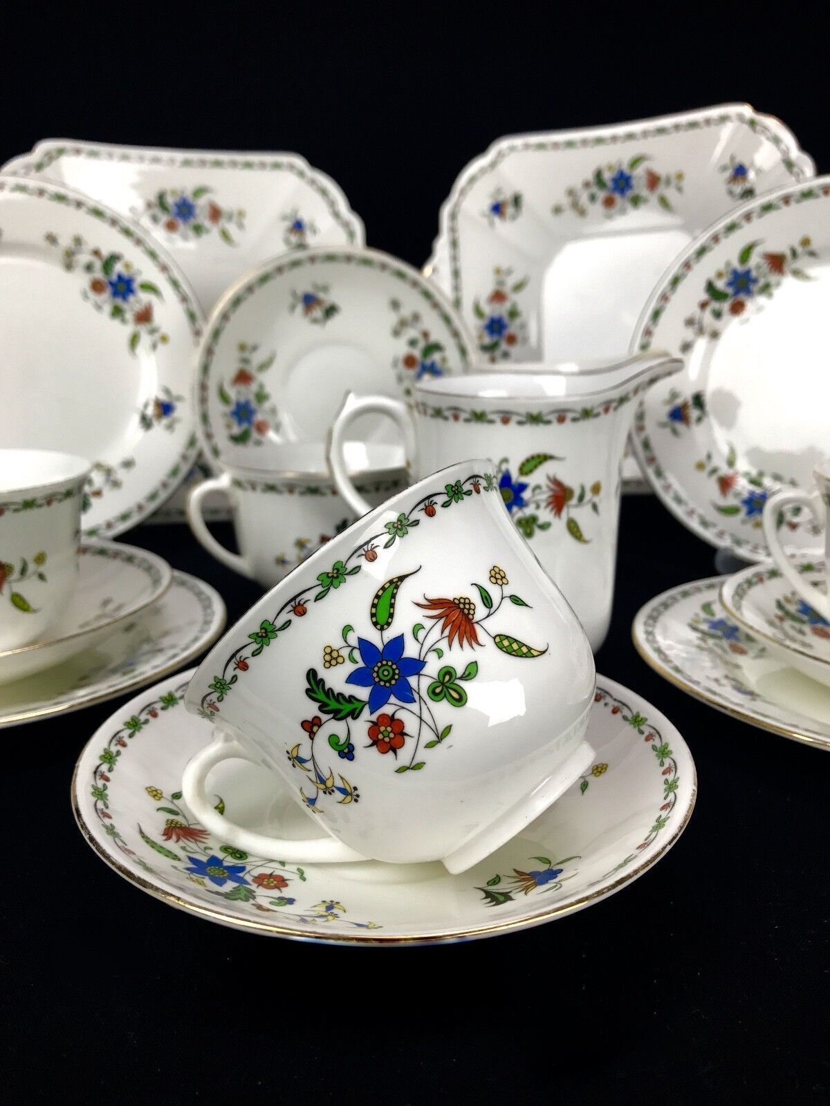 Shelley Tea Set Chelsea 11280 For 4 People / Trio / Vintage 20th Century / Cup photo 75.0