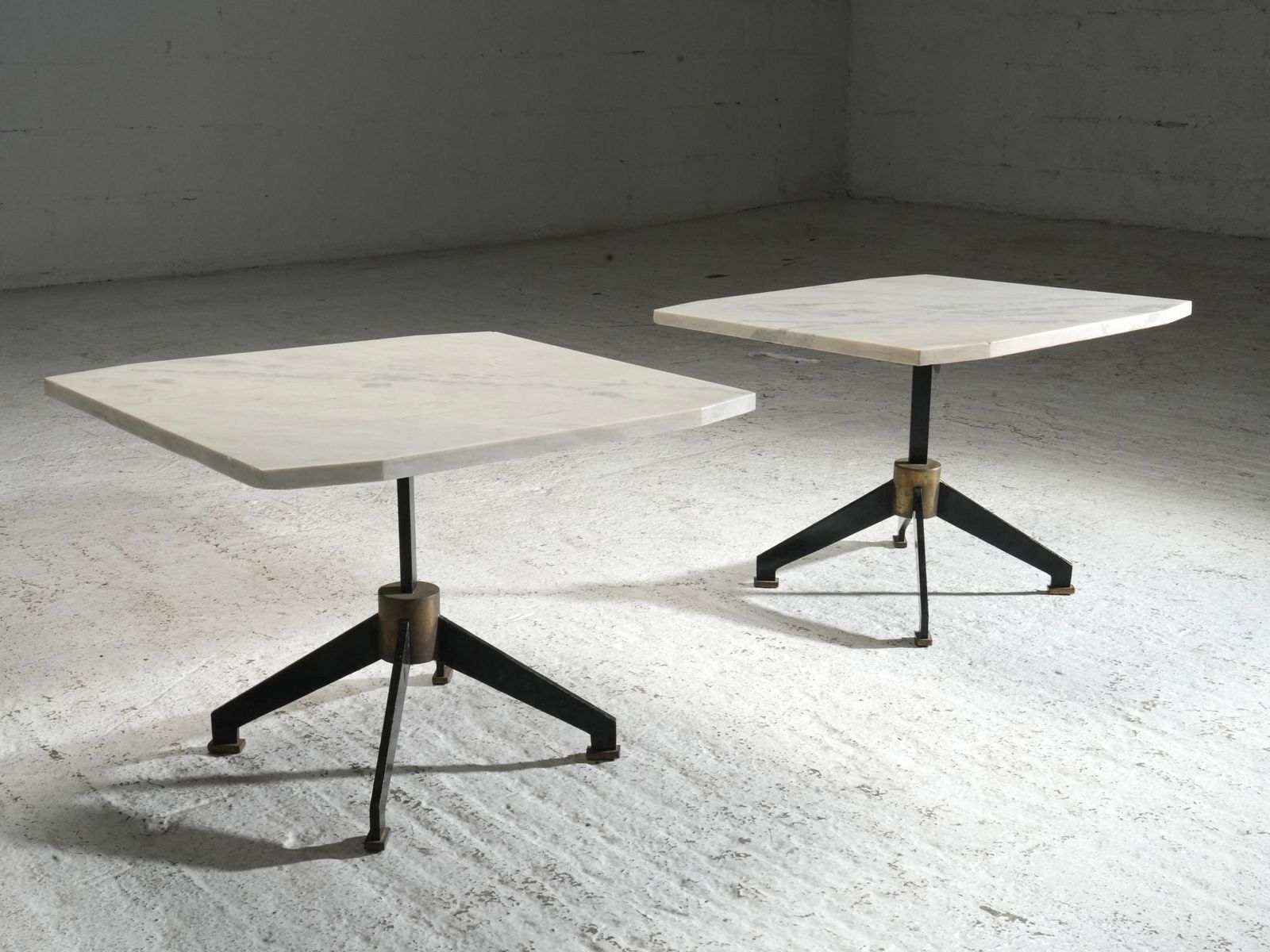 Set Of Two Side Tables In Marble, Metal And Brass, Brazil, 1950's photo furniture