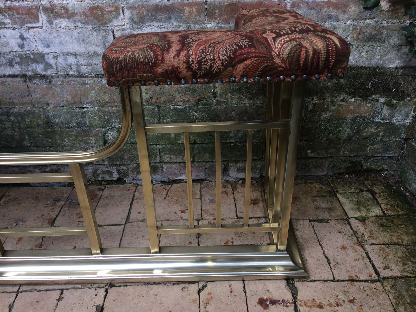 Antique Brass Club Fire Fender Seat photo Home Fixtures