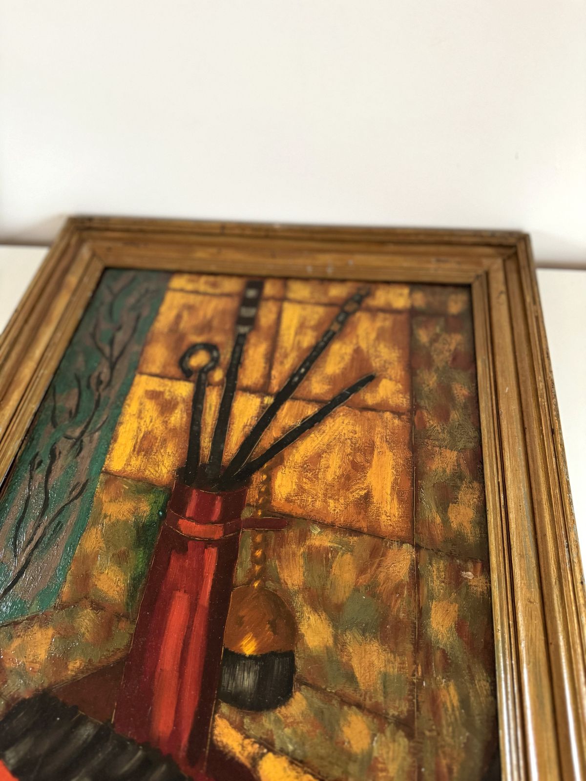 Vintage Mid Century Painting "Pokers" By British Artist Ken Stewart 1959 photo furniture