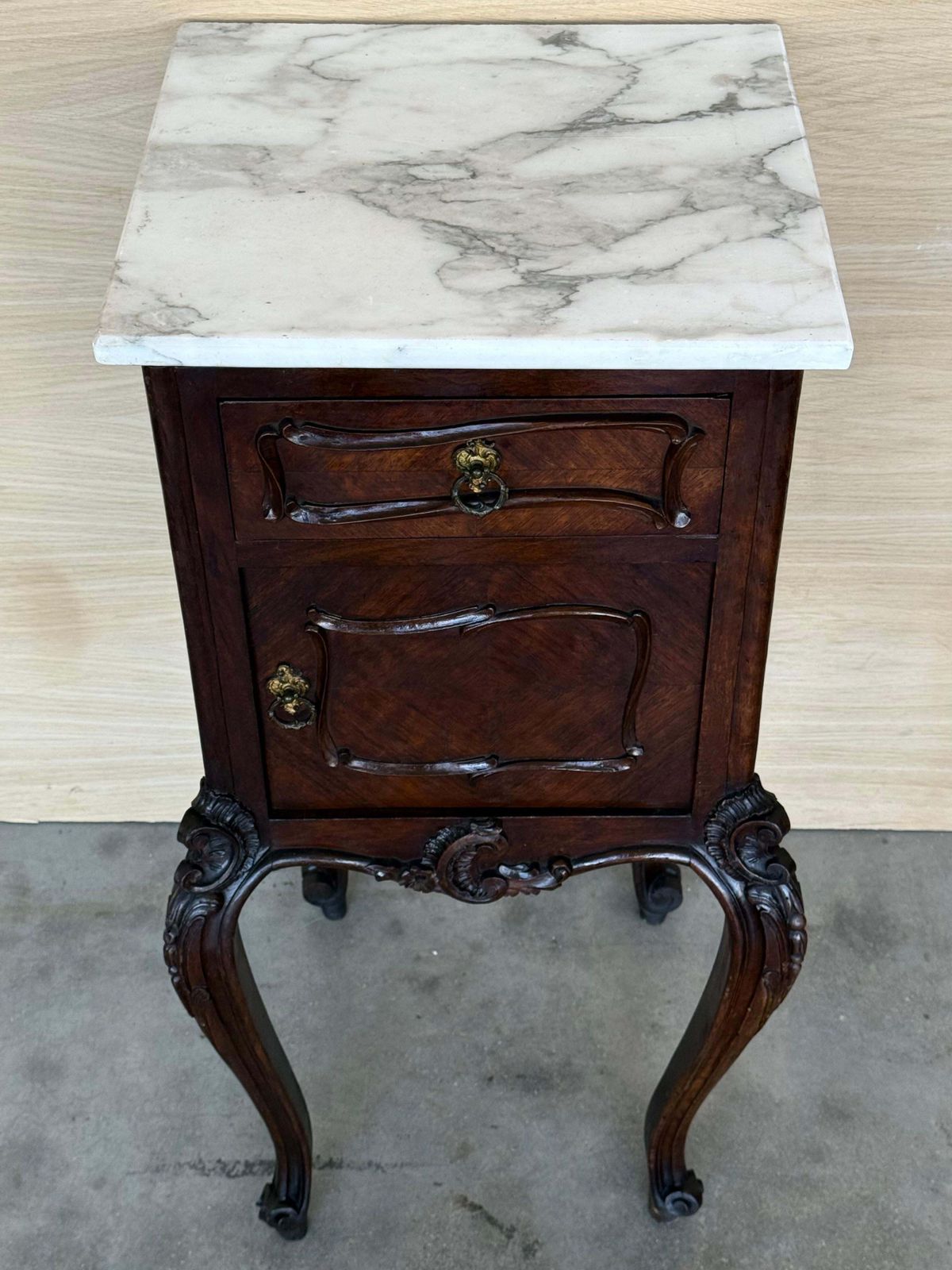 Antique French Mahogany Night Stands  Or Bedside Tables With Marble Top , 1900 photo Furniture