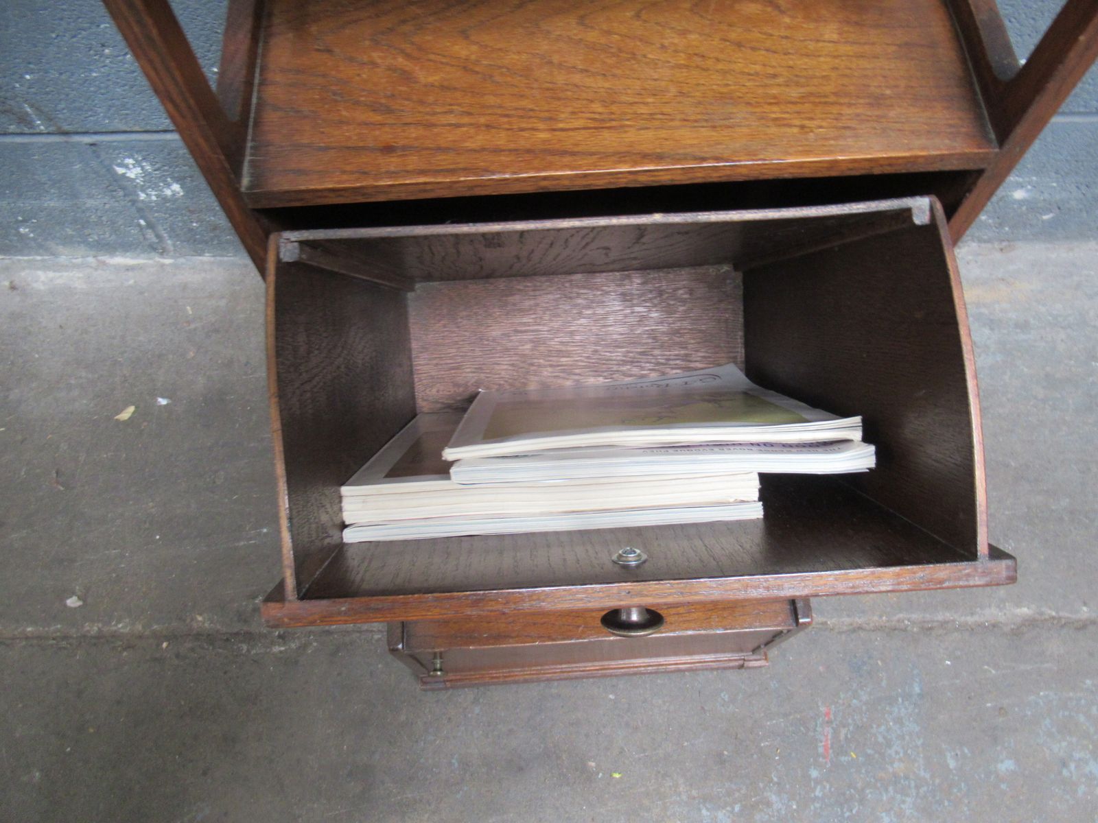Unusual  1920s Oak Magazine  Holder And Folding Reading  Table. photo vintage