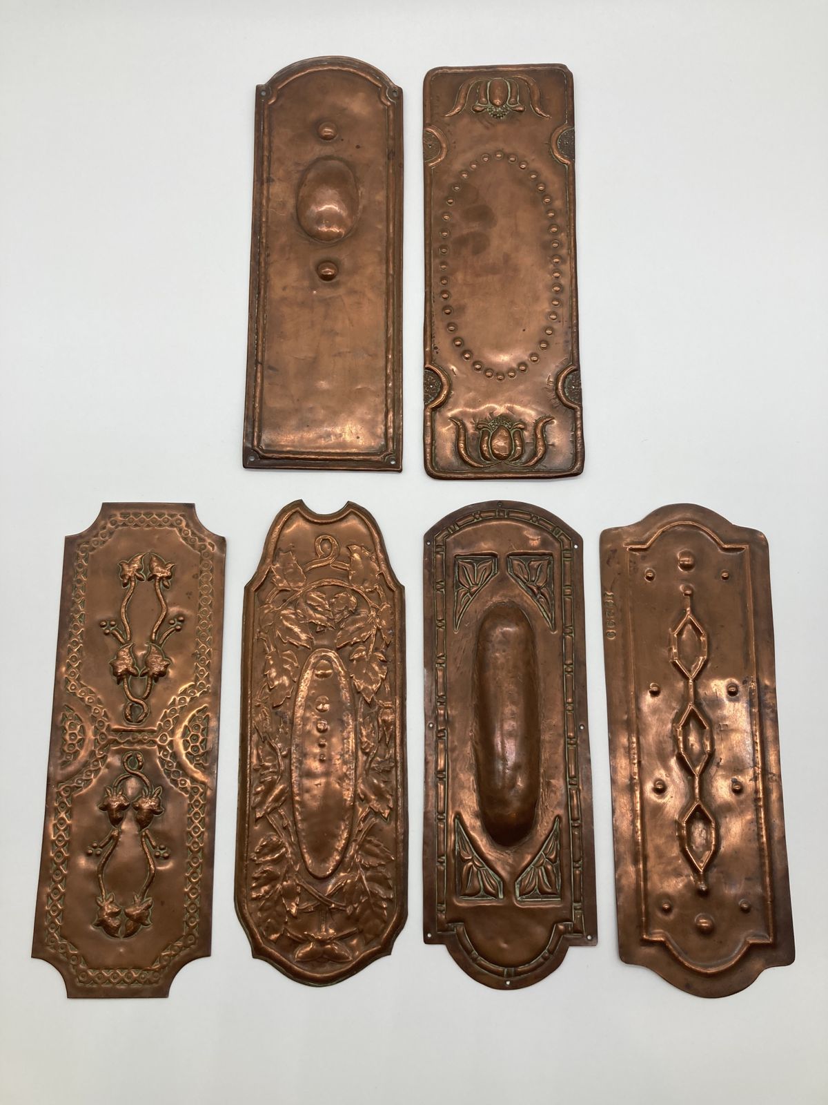 Set Of Arts And Crafts Copper Finger Plates