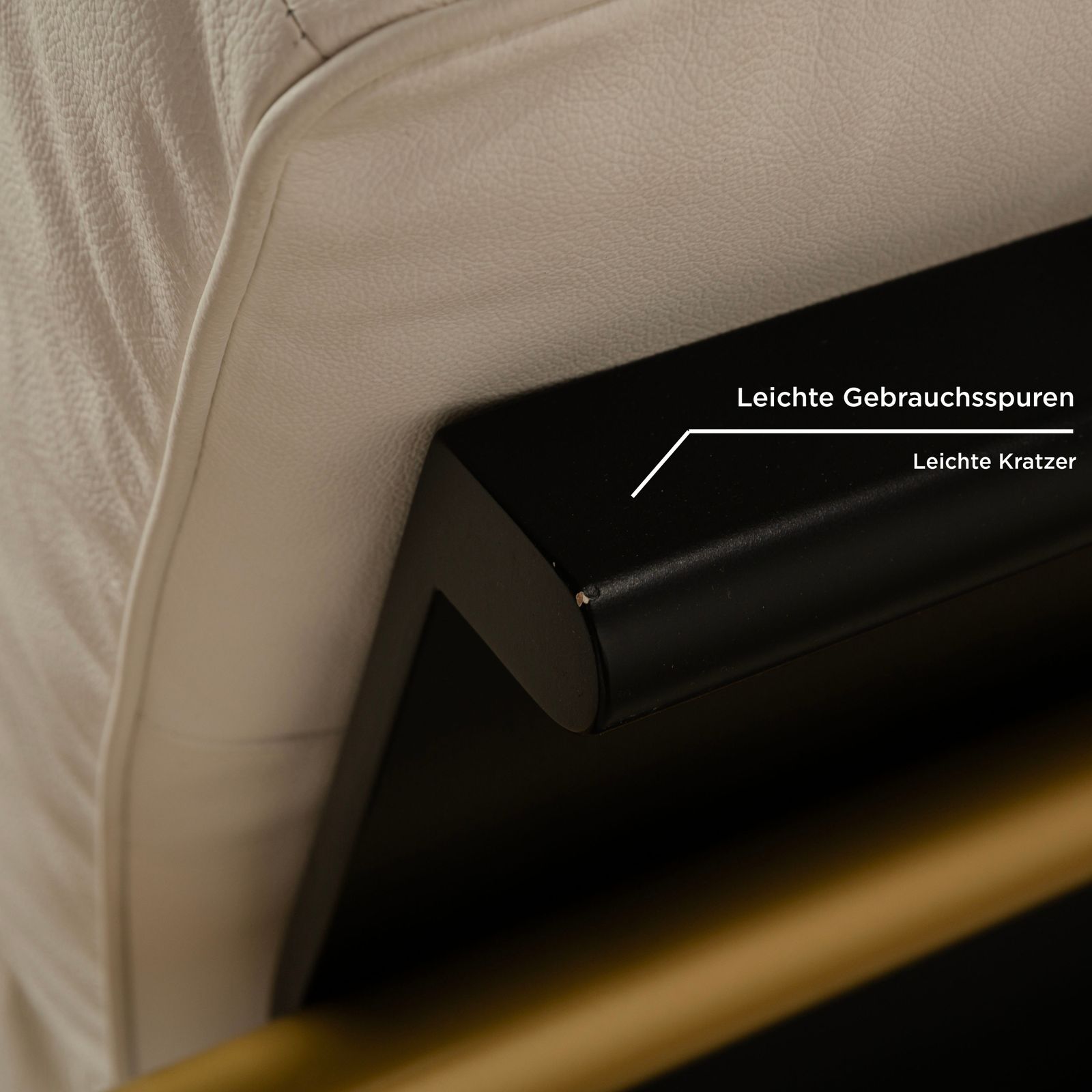 Mobilier Méridienne Draenert en cuir, canapé blanc crème et noir doré, fonction manuelle photo