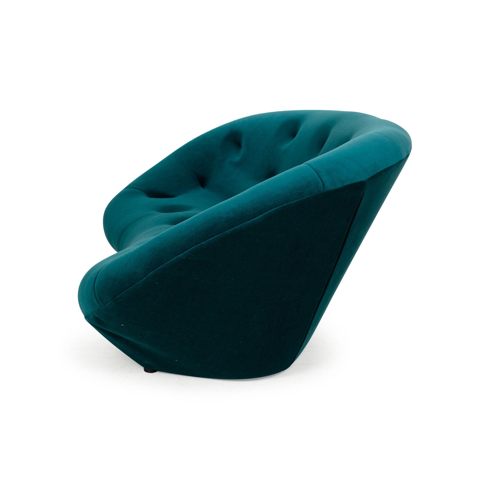 Canapé 3 places Ligne Roset Ploum en tissu, bleu-vert pétrole, dossier haut, revêtement neuf photo vintage
