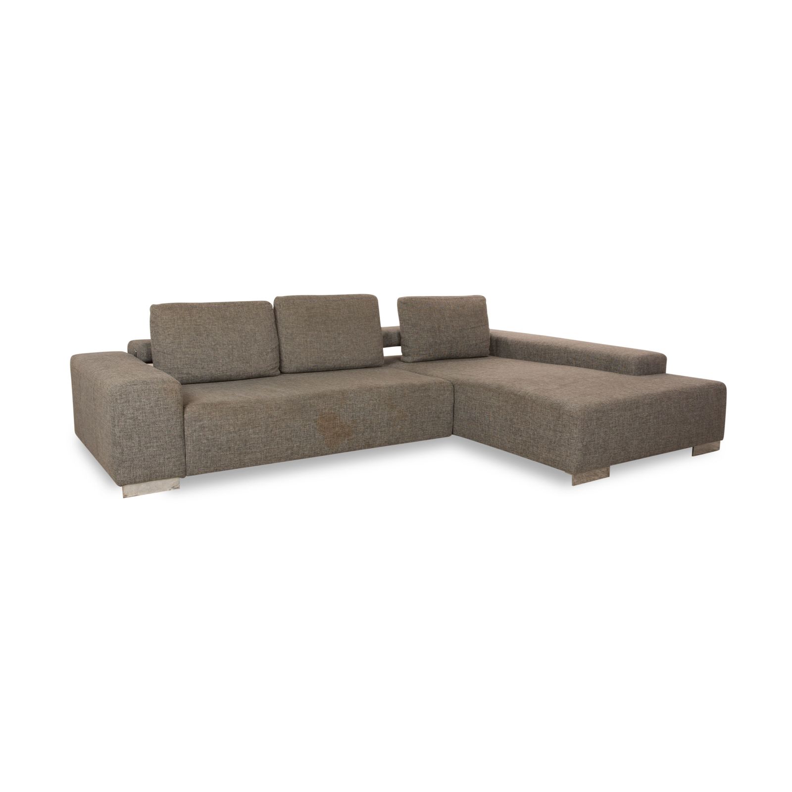 Canapé d'angle Ewald Schillig Topas en tissu gris, récamière droite