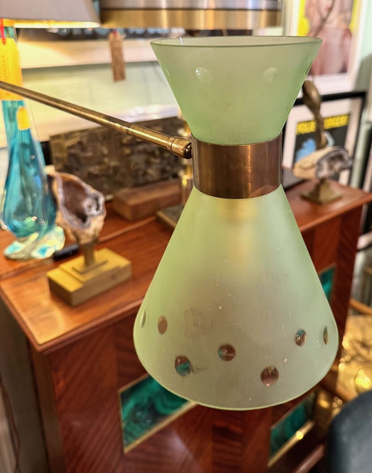 An Italian 1950s Brass And Glass Telescopic Reading Wall Light photo vintage
