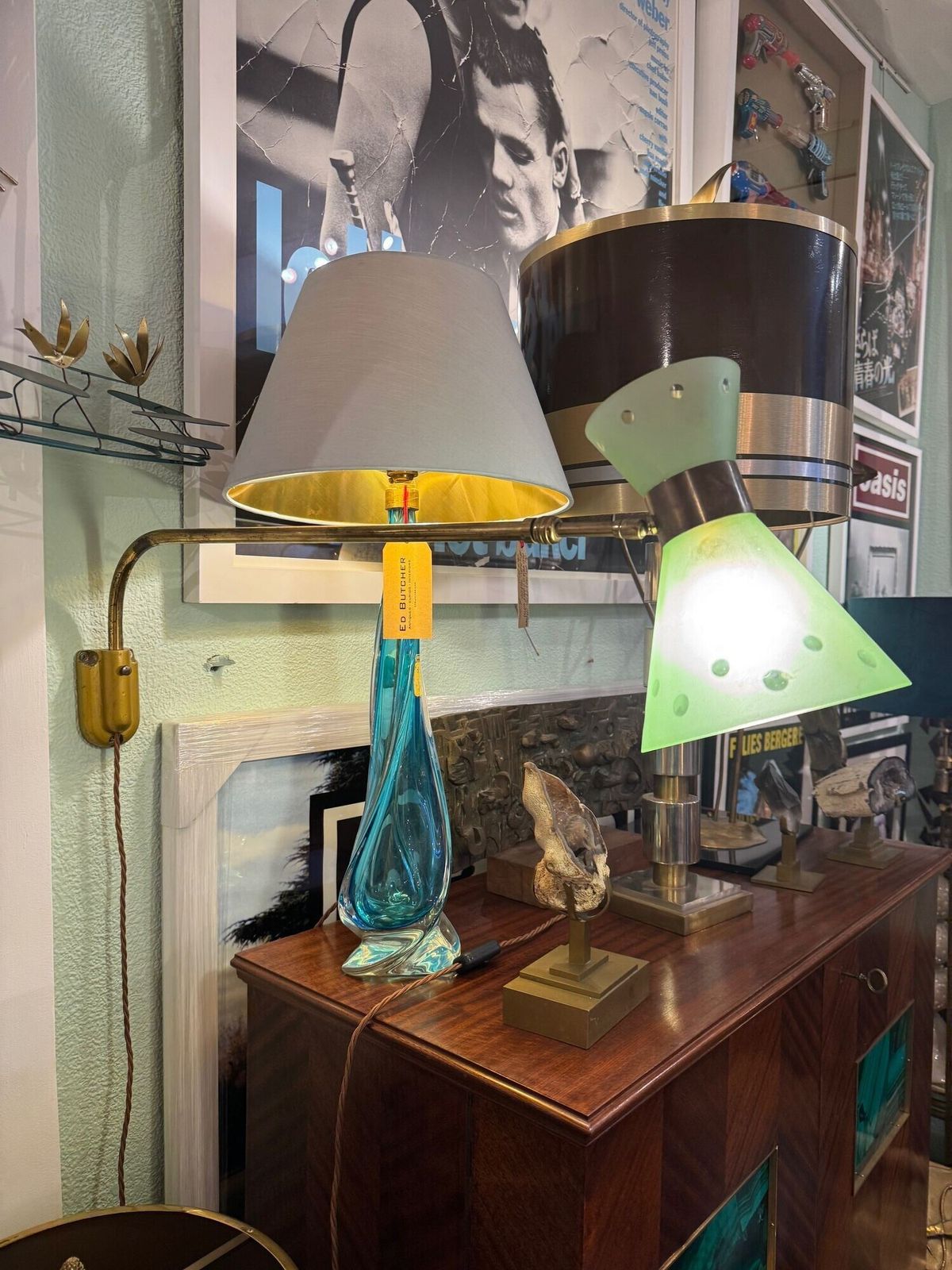 photo vinterior An Italian 1950s Brass And Glass Telescopic Reading Wall Light